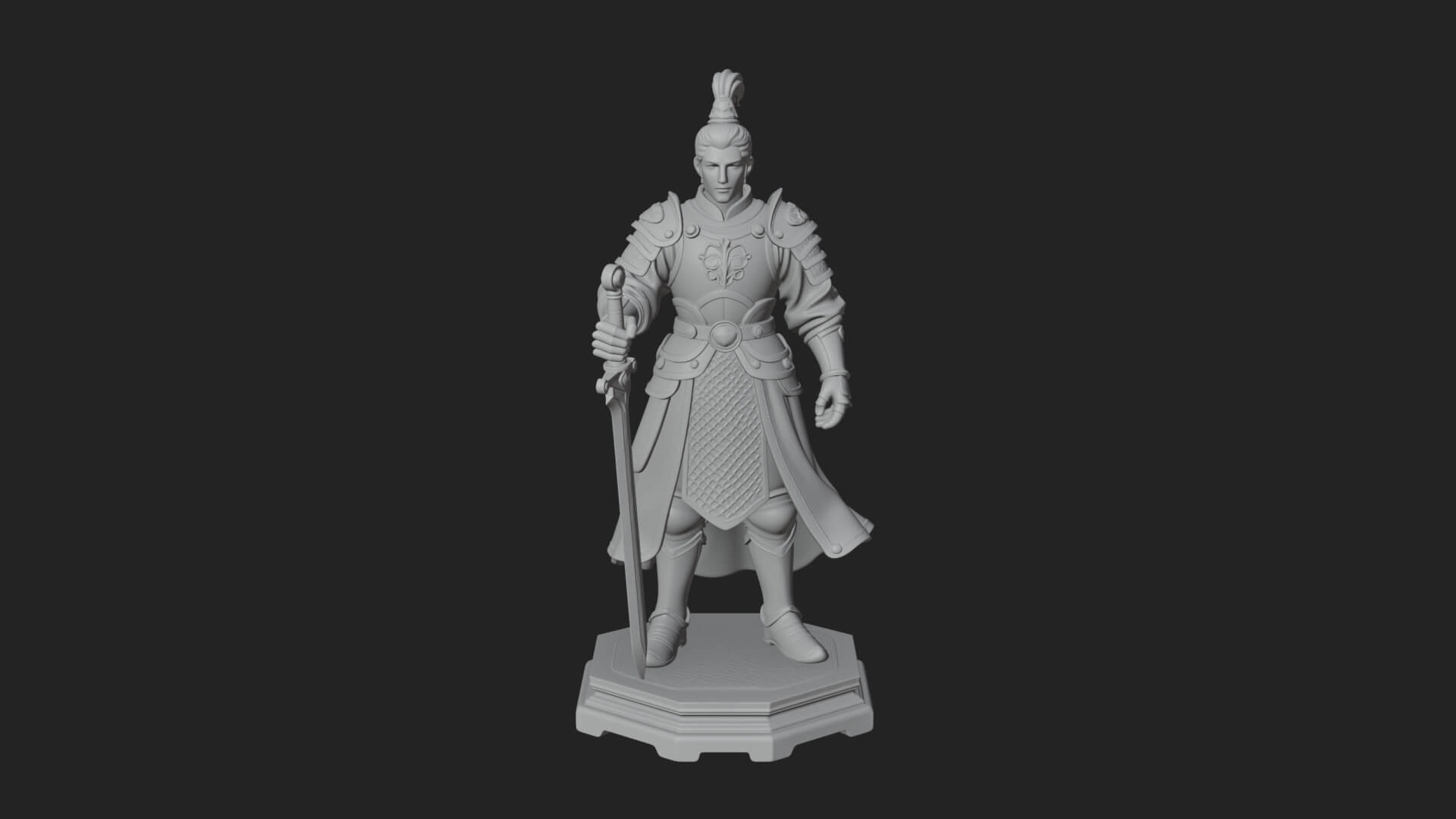 White Armor Swordswoman Statue Design 2 3D Print Model 3D Model