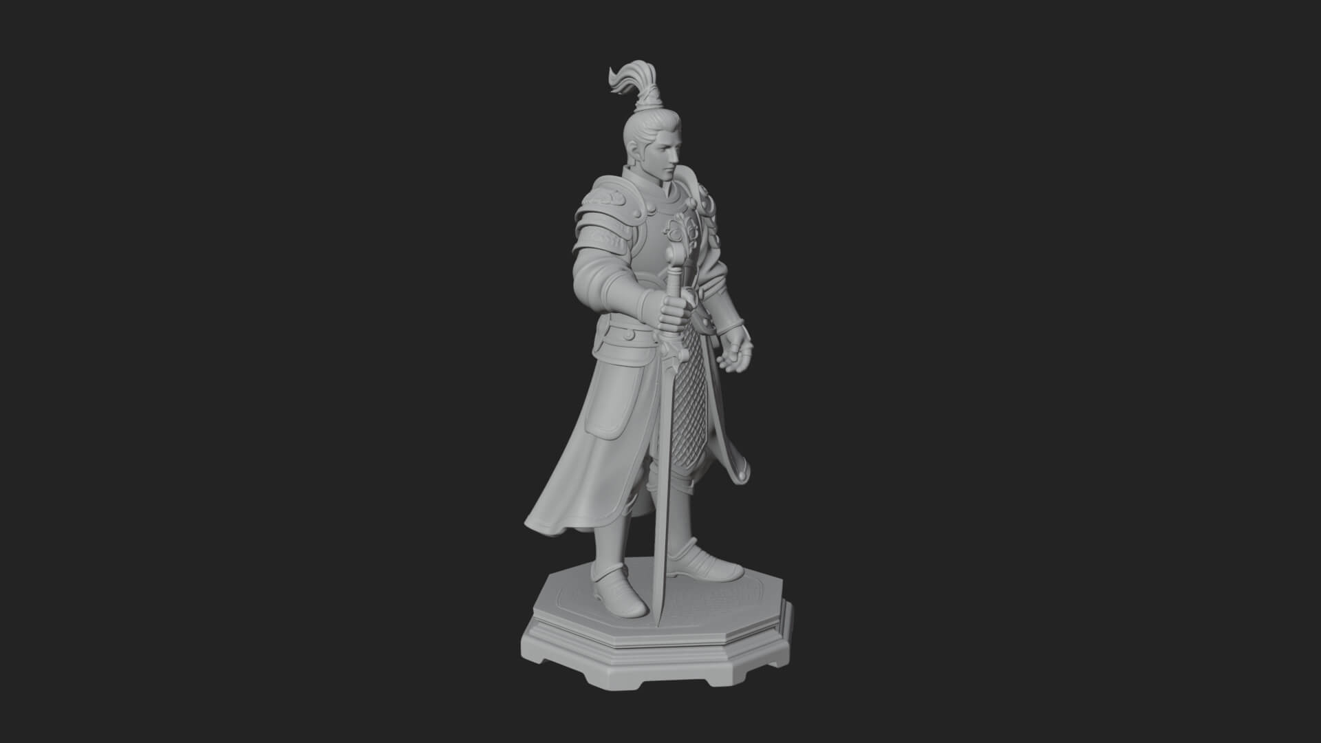 White Armor Swordswoman Statue Design 2 3D Print Model 3D Model