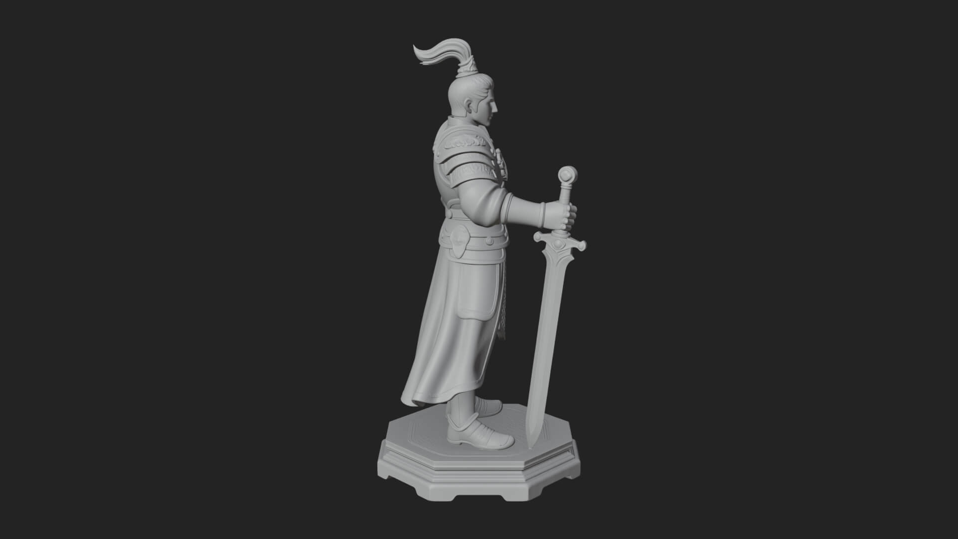 White Armor Swordswoman Statue Design 2 3D Print Model 3D Model