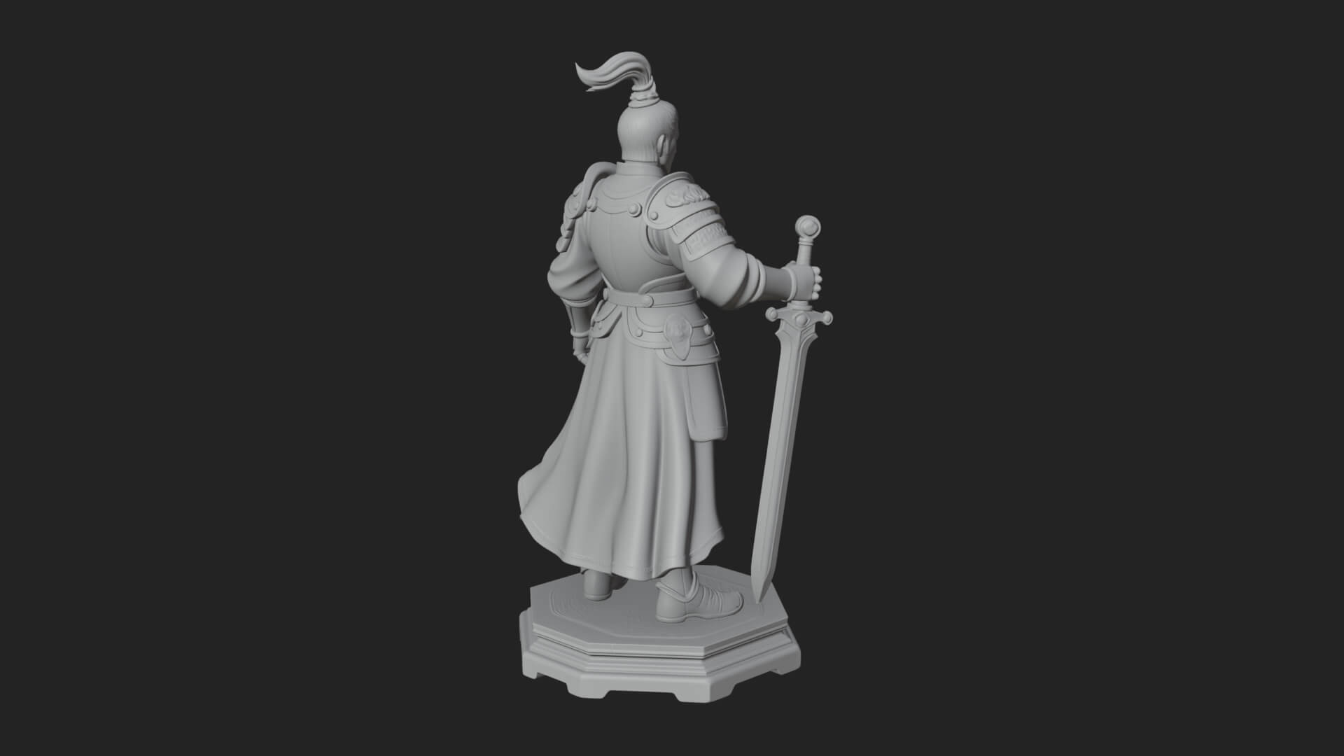 White Armor Swordswoman Statue Design 2 3D Print Model 3D Model