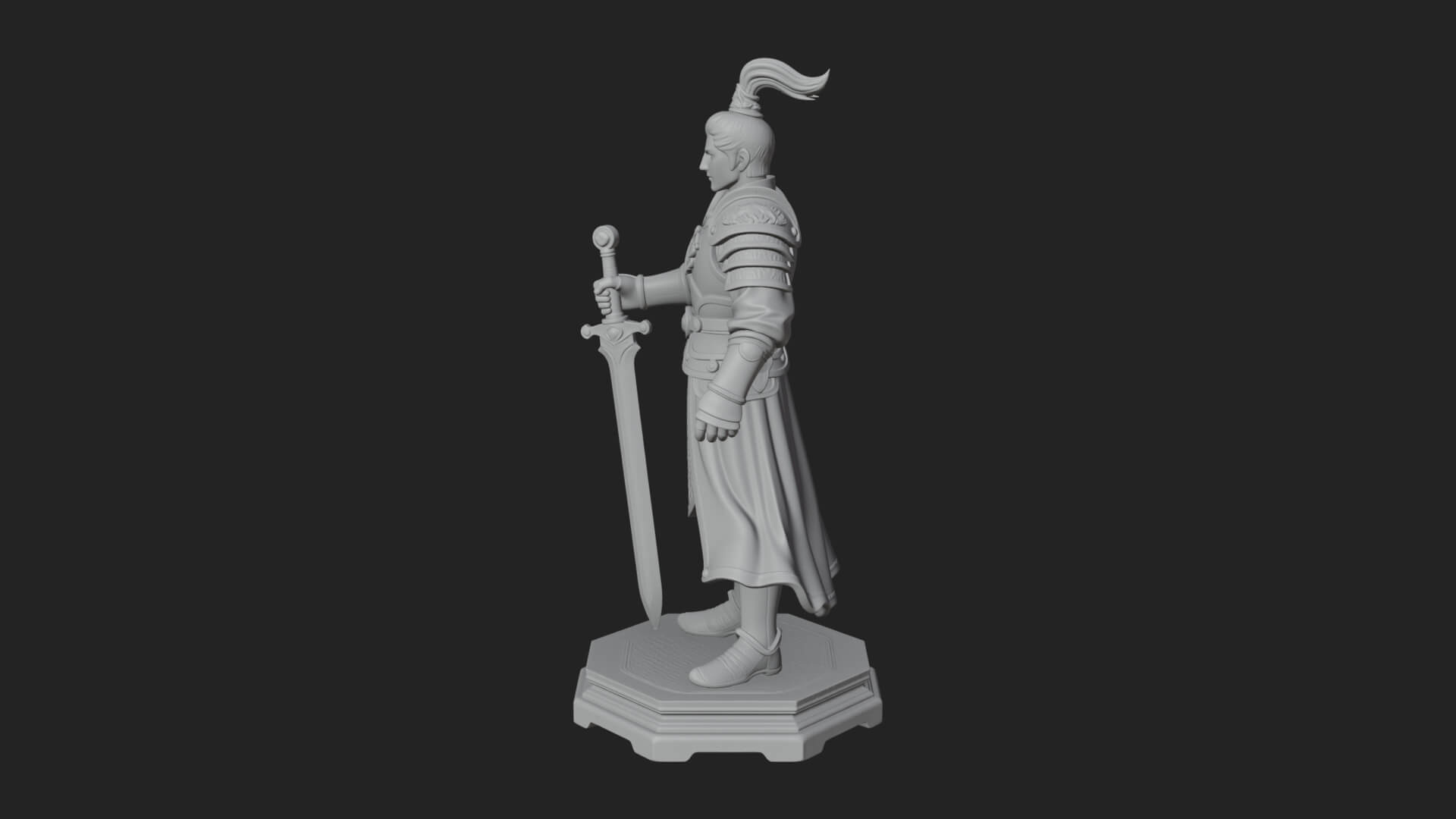 White Armor Swordswoman Statue Design 2 3D Print Model 3D Model