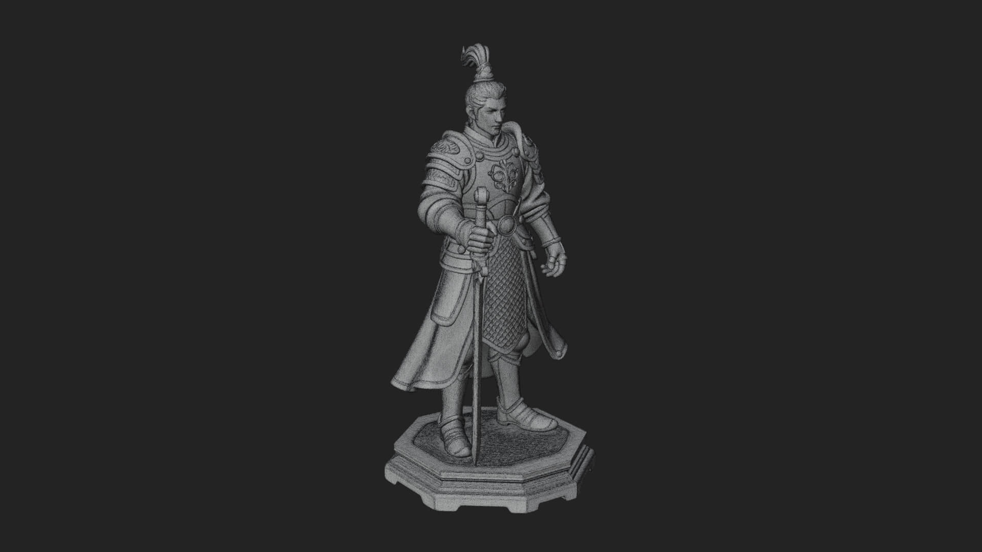 White Armor Swordswoman Statue Design 2 3D Print Model 3D Model