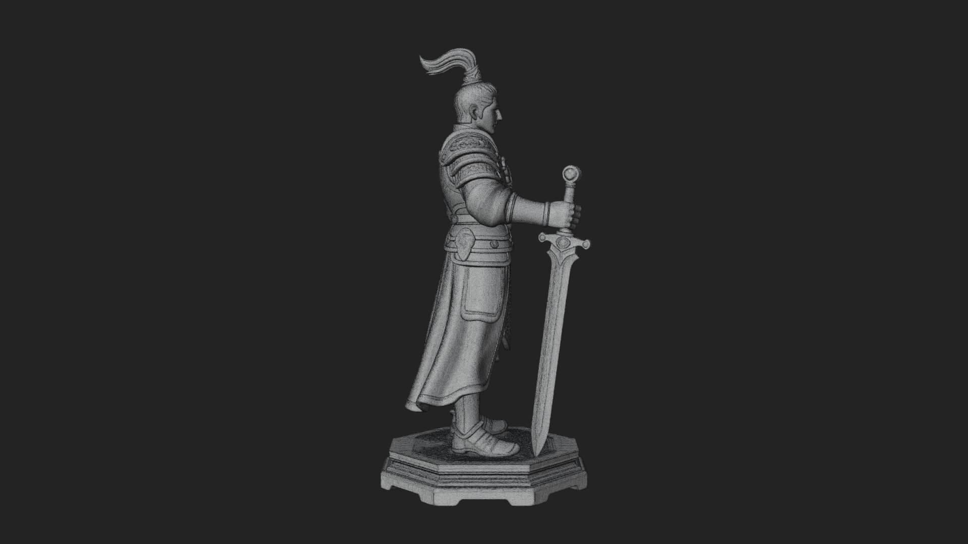 White Armor Swordswoman Statue Design 2 3D Print Model 3D Model