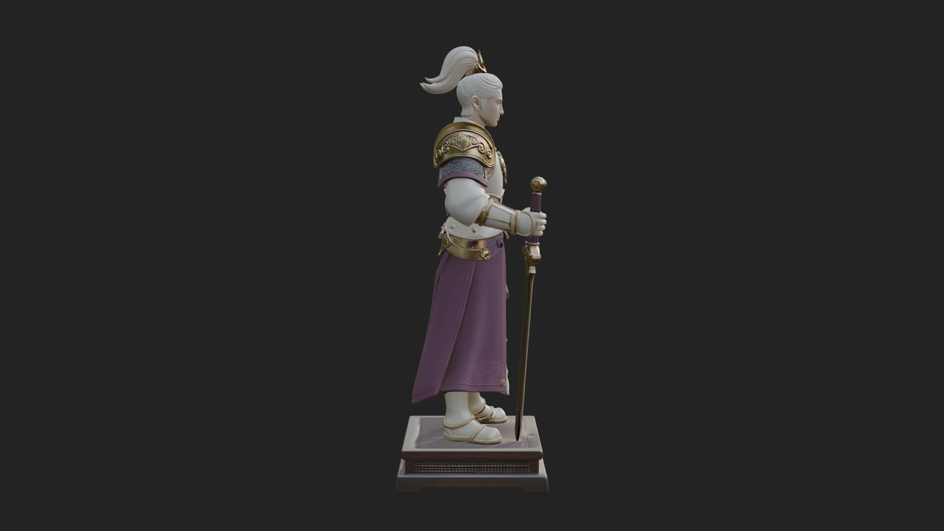 White Armor Swordswoman Statue Design 3 3D Print Model 3D Model