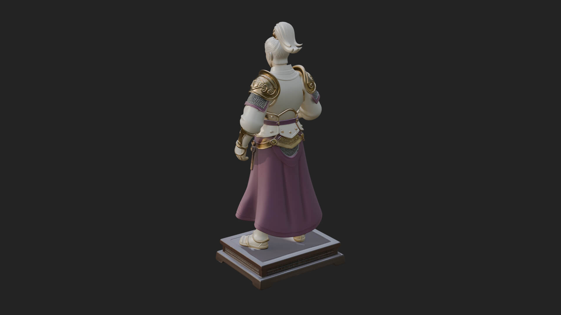 White Armor Swordswoman Statue Design 3 3D Print Model 3D Model