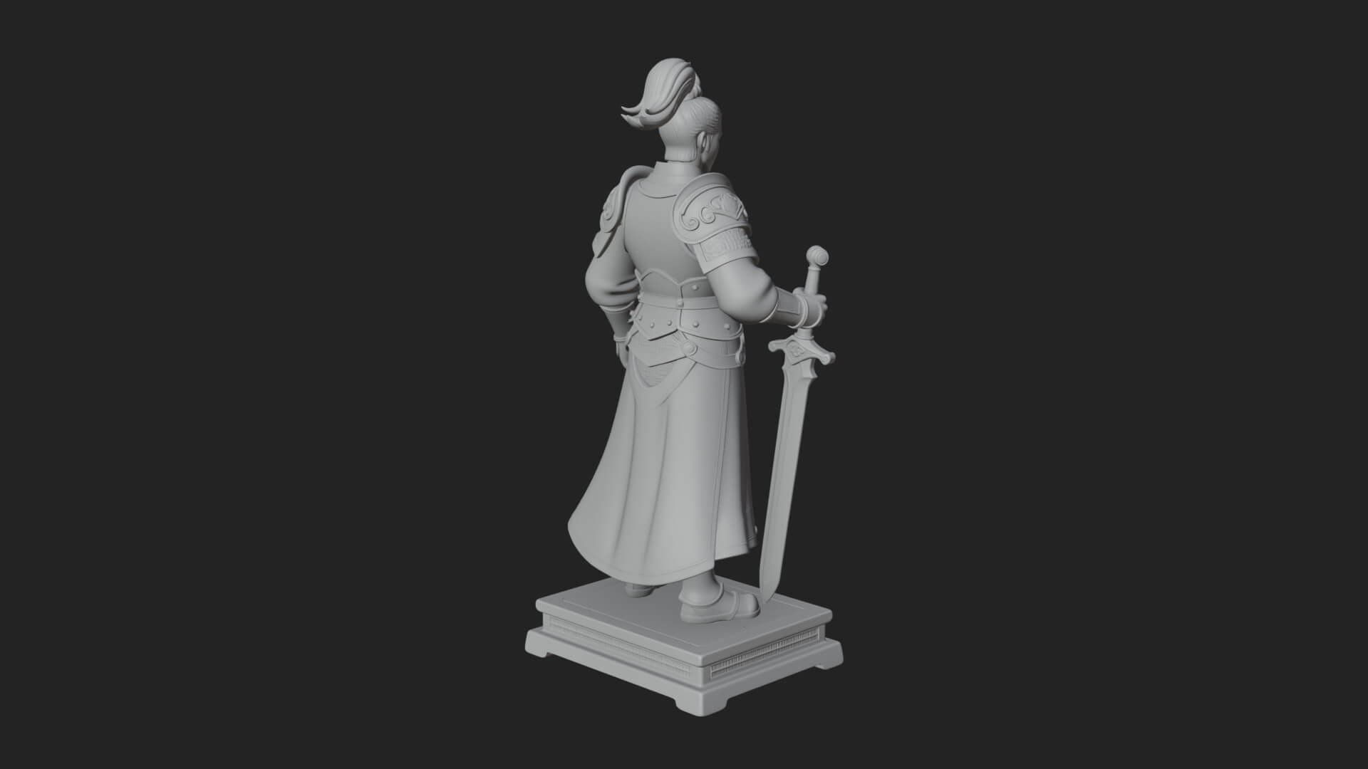 White Armor Swordswoman Statue Design 3 3D Print Model 3D Model