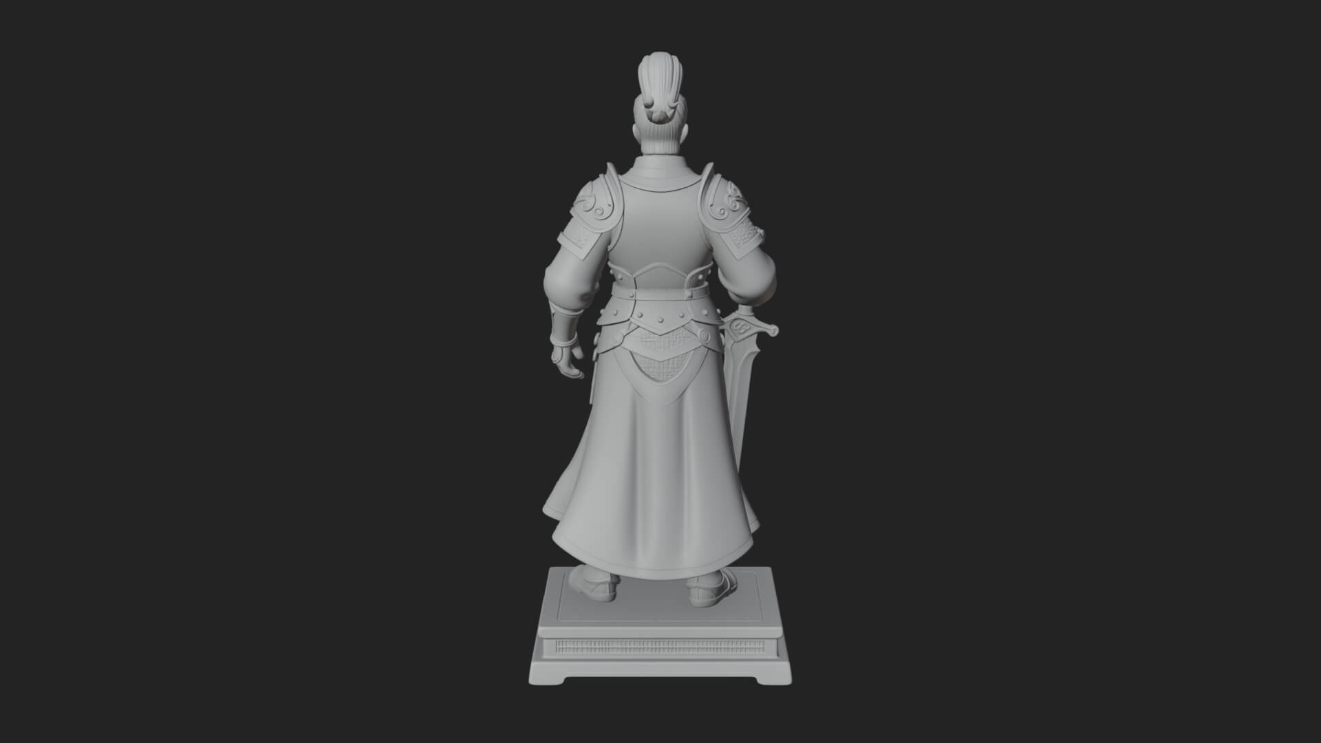 White Armor Swordswoman Statue Design 3 3D Print Model 3D Model