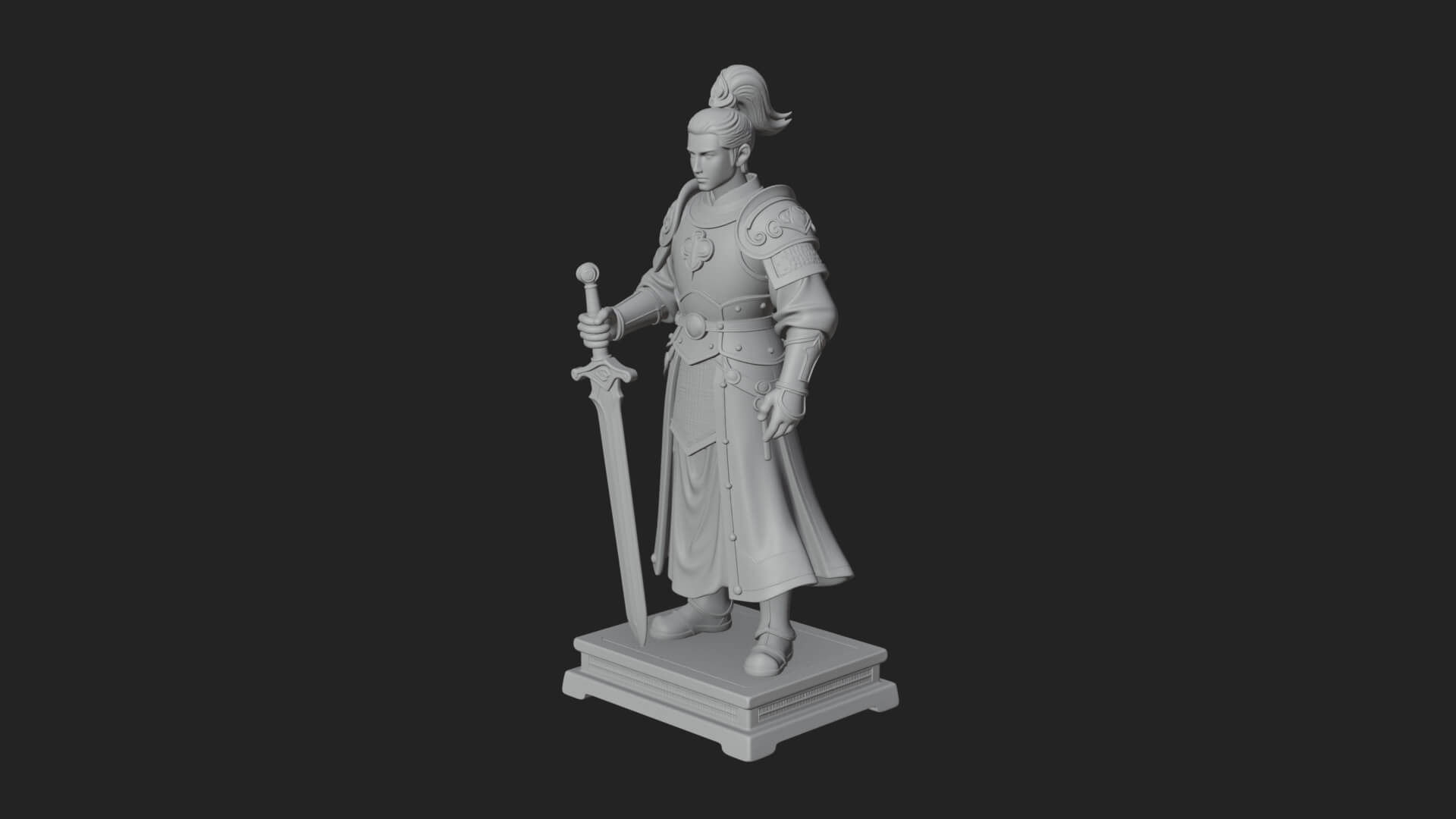 White Armor Swordswoman Statue Design 3 3D Print Model 3D Model