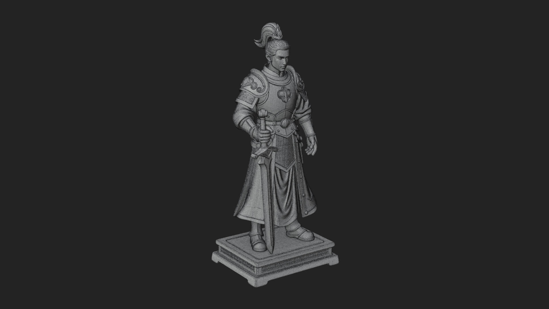 White Armor Swordswoman Statue Design 3 3D Print Model 3D Model