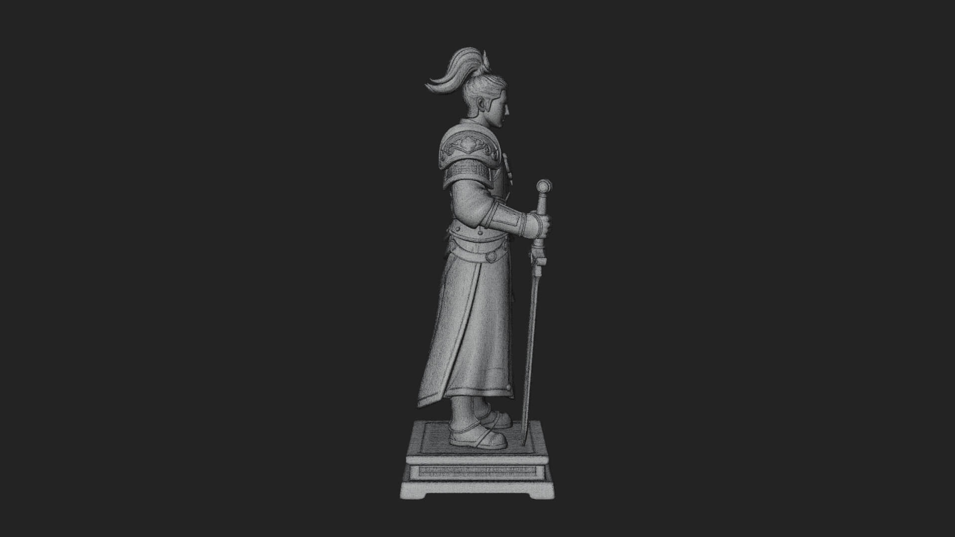 White Armor Swordswoman Statue Design 3 3D Print Model 3D Model