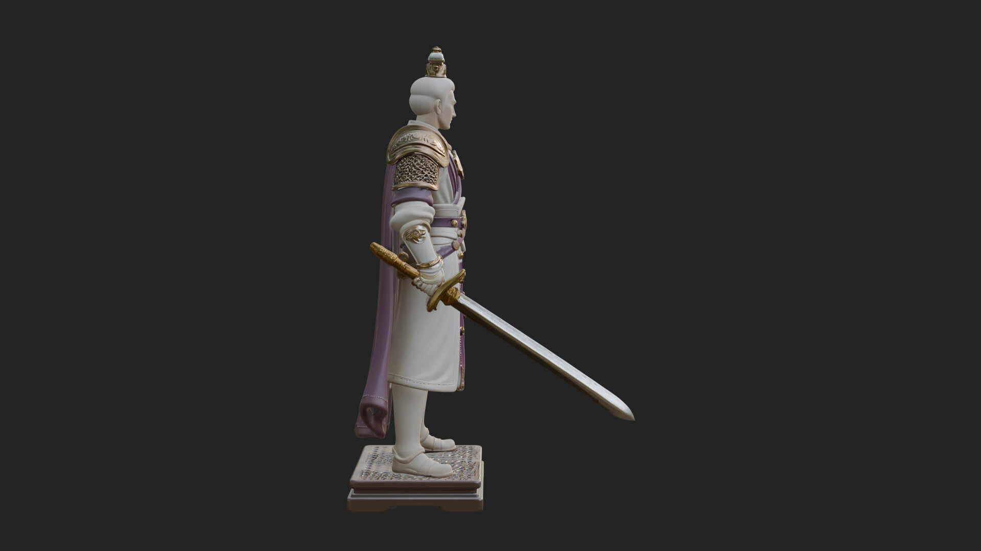 White Armor Swordswoman Statue Design 4 3D Print Model 3D Model