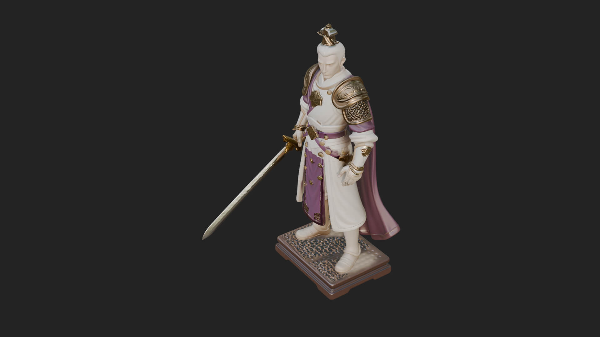 White Armor Swordswoman Statue Design 4 3D Print Model 3D Model