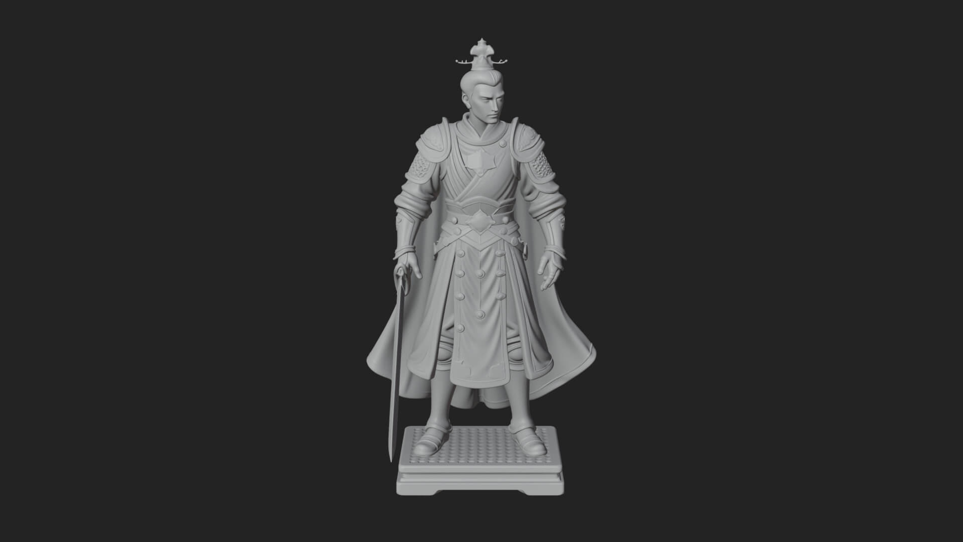 White Armor Swordswoman Statue Design 4 3D Print Model 3D Model