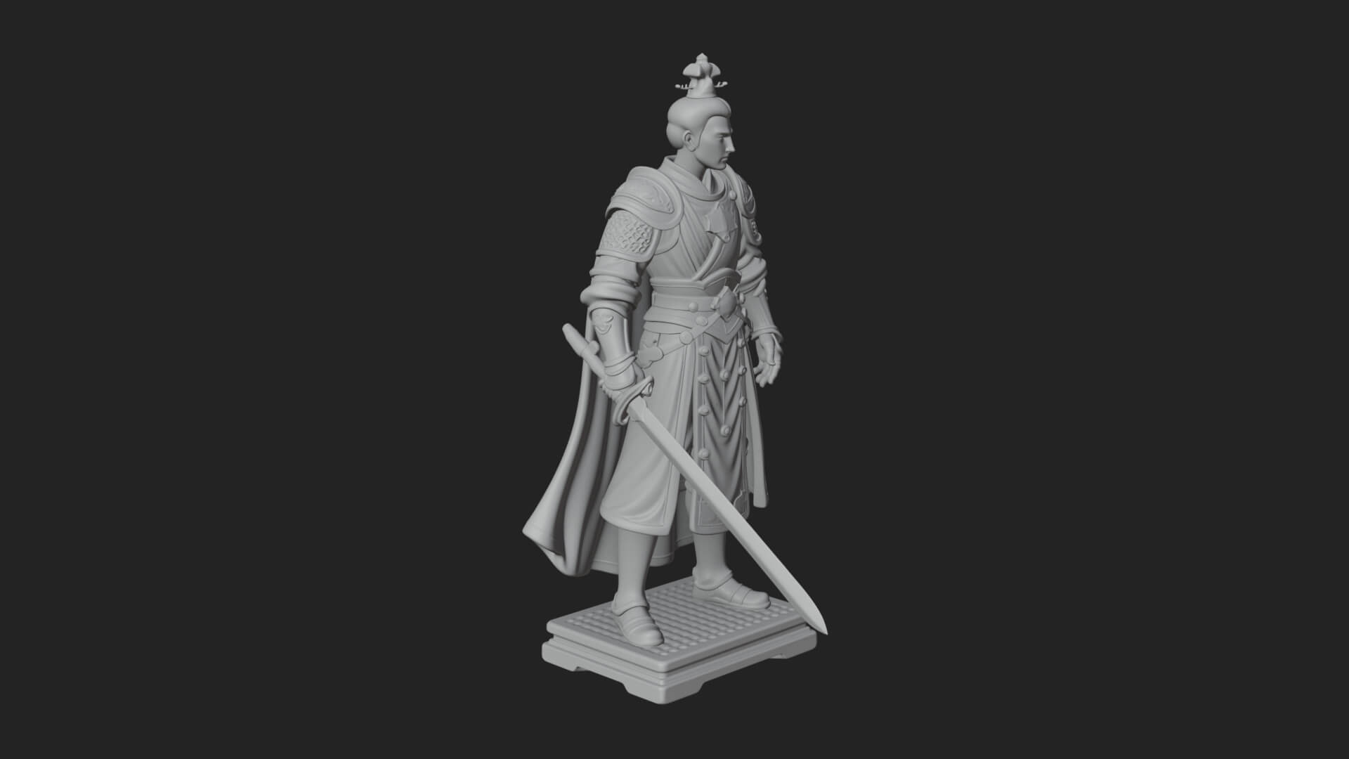 White Armor Swordswoman Statue Design 4 3D Print Model 3D Model