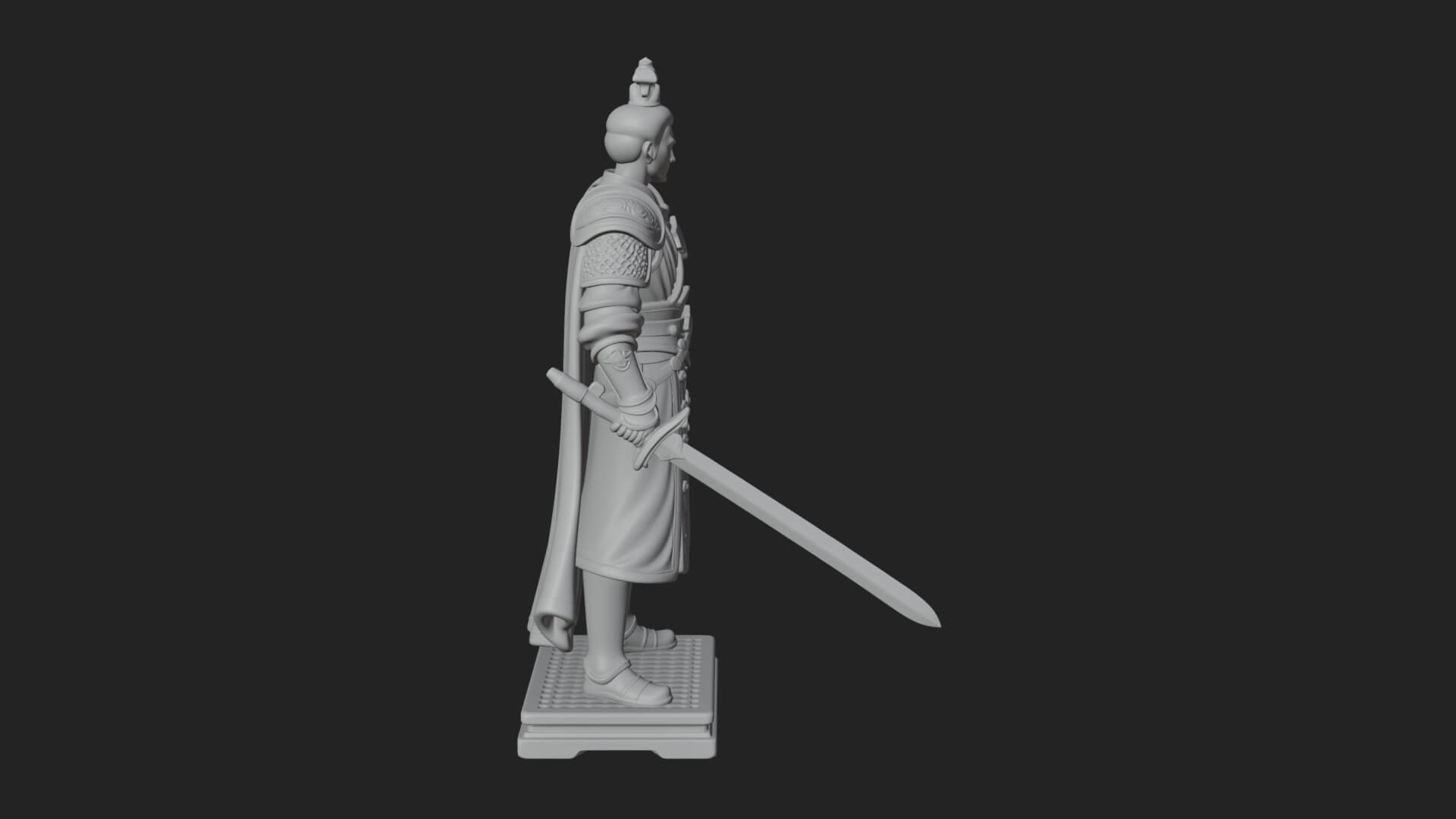 White Armor Swordswoman Statue Design 4 3D Print Model 3D Model