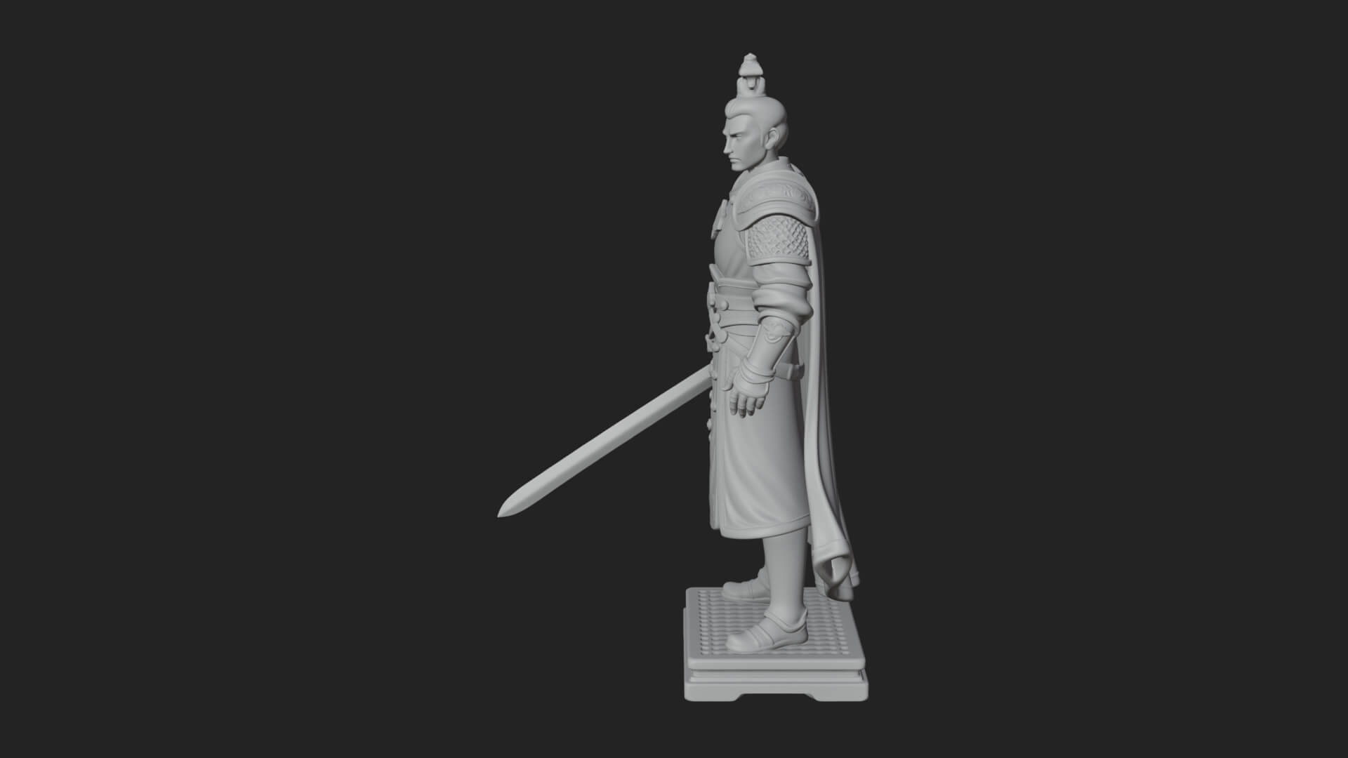 White Armor Swordswoman Statue Design 4 3D Print Model 3D Model