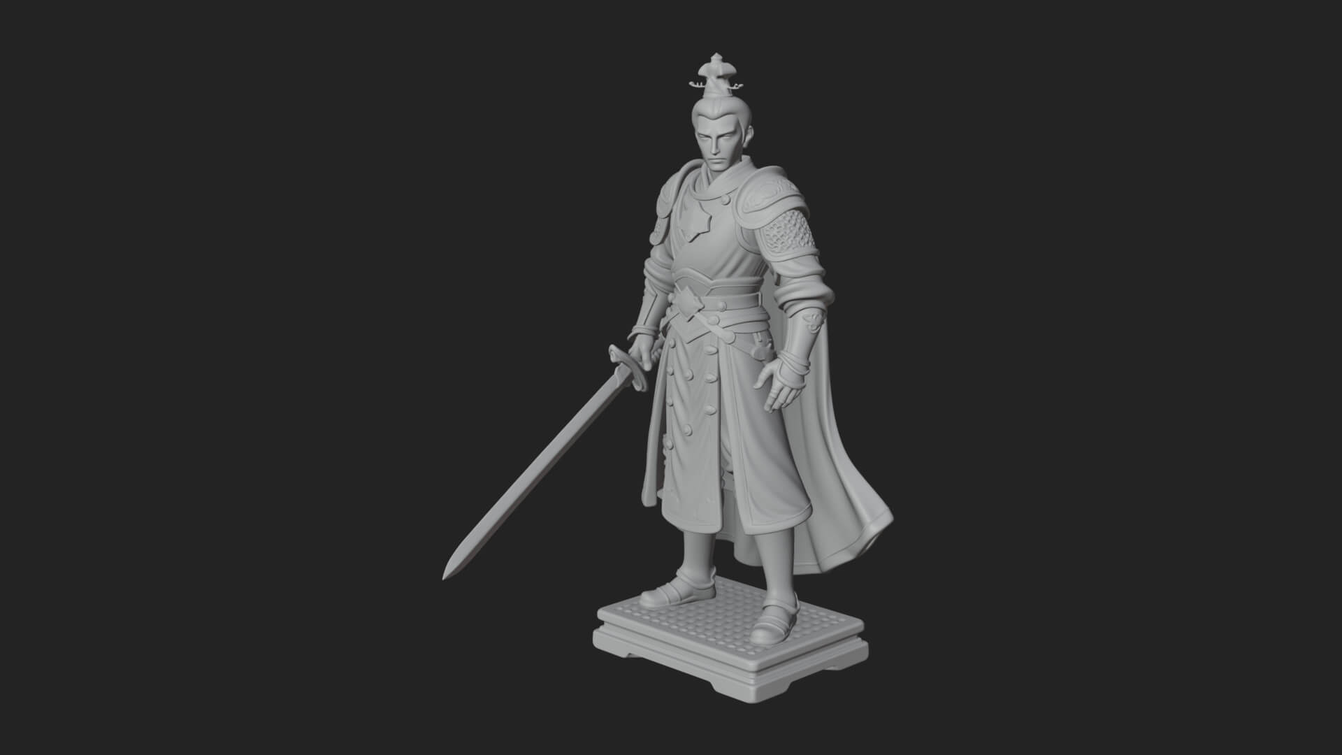 White Armor Swordswoman Statue Design 4 3D Print Model 3D Model