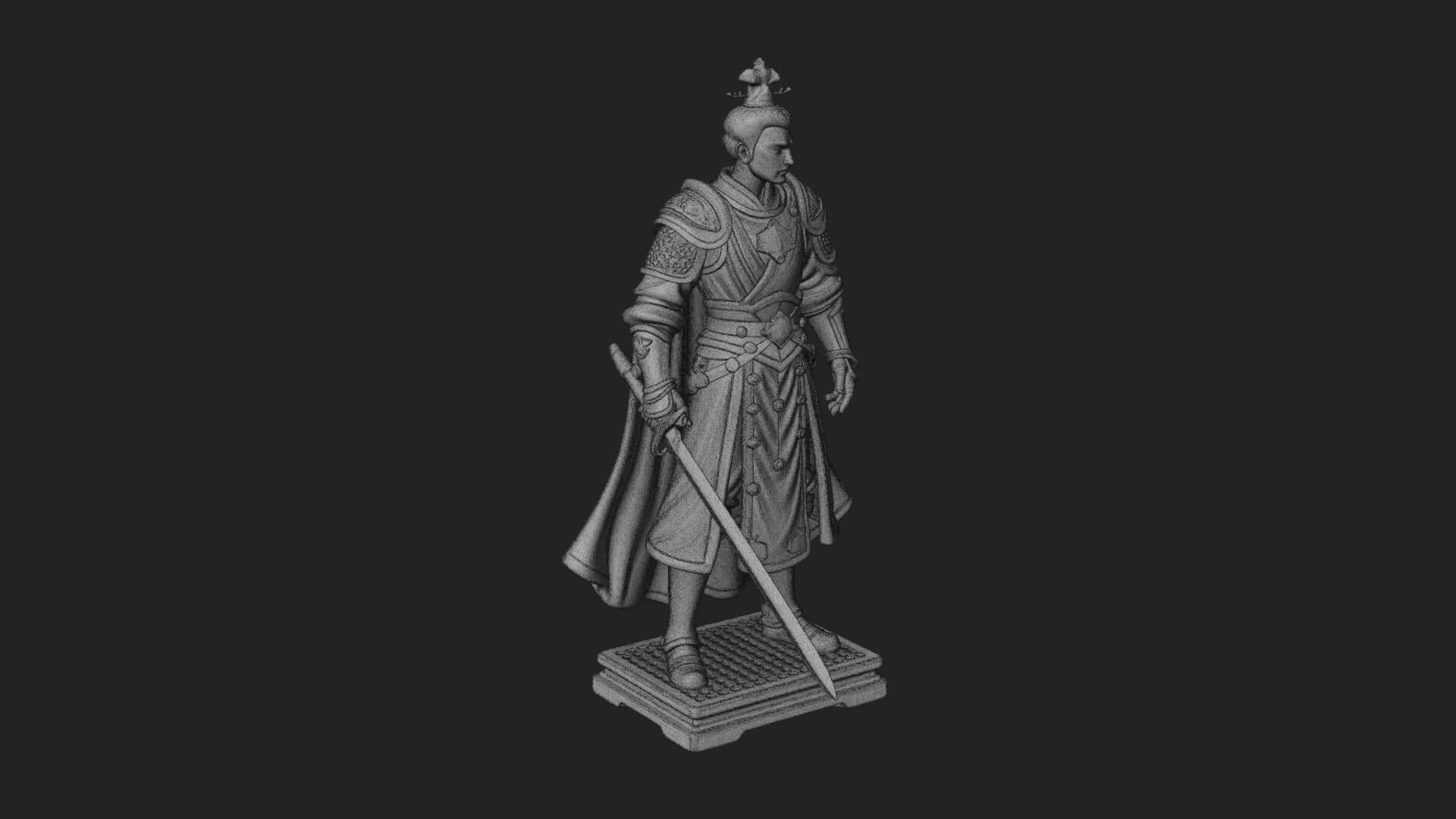 White Armor Swordswoman Statue Design 4 3D Print Model 3D Model
