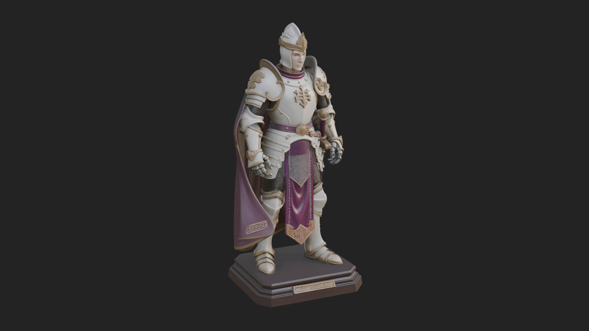White Armor Swordswoman Statue Design 5 3D Print Model 3D Model