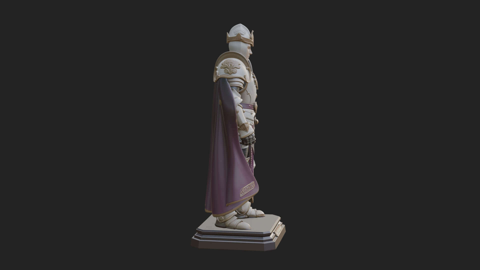 White Armor Swordswoman Statue Design 5 3D Print Model 3D Model