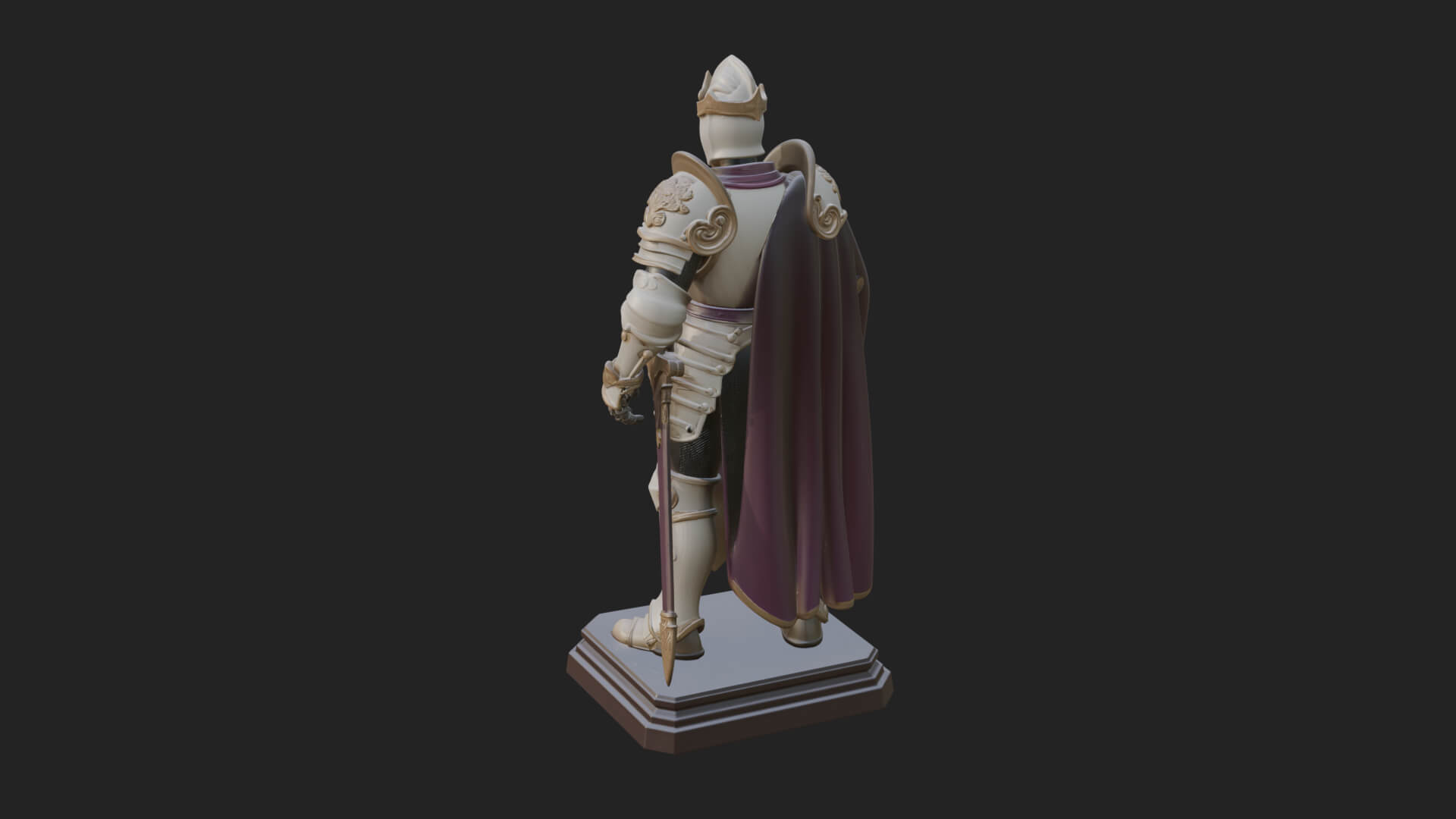 White Armor Swordswoman Statue Design 5 3D Print Model 3D Model