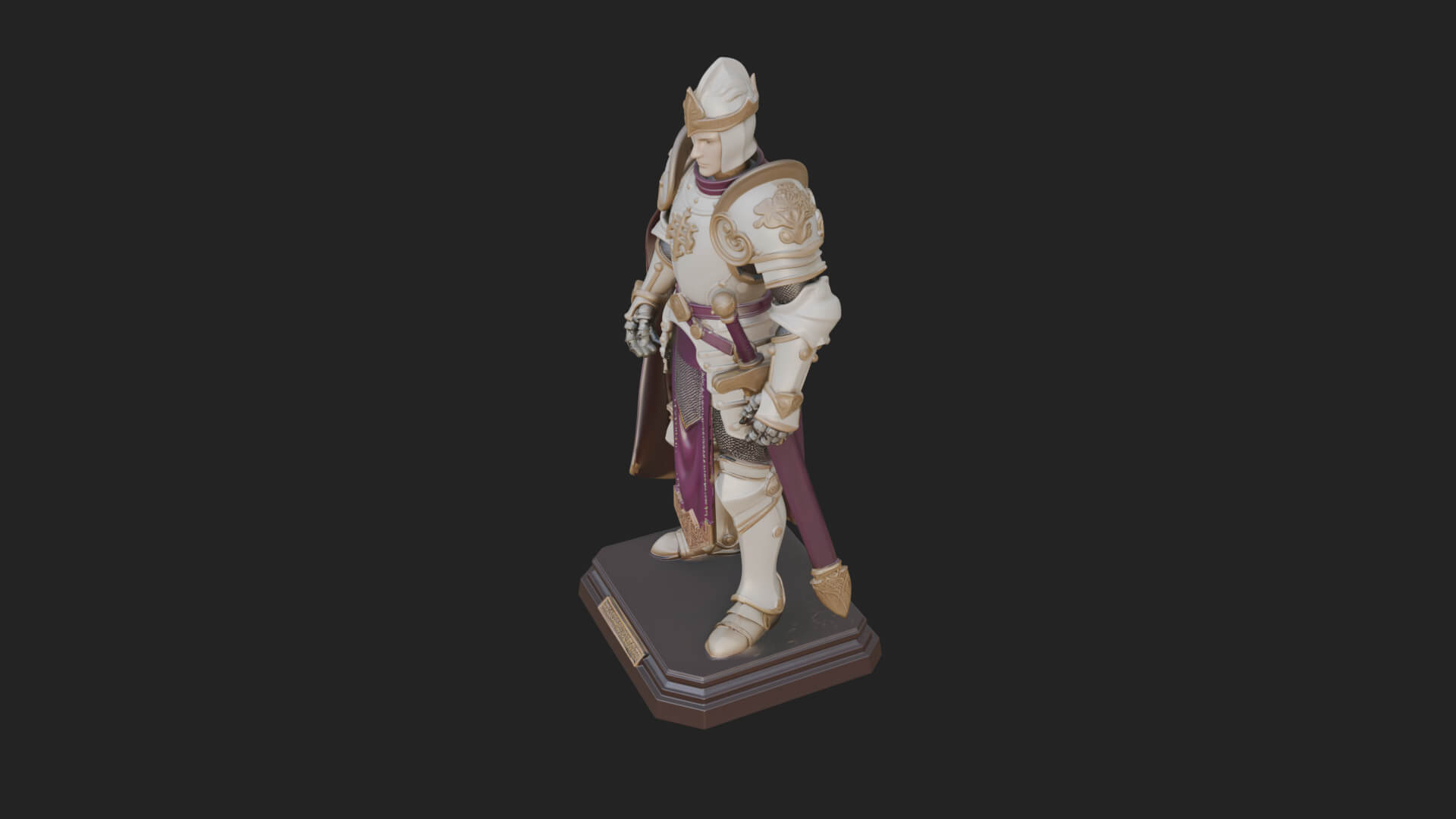 White Armor Swordswoman Statue Design 5 3D Print Model 3D Model