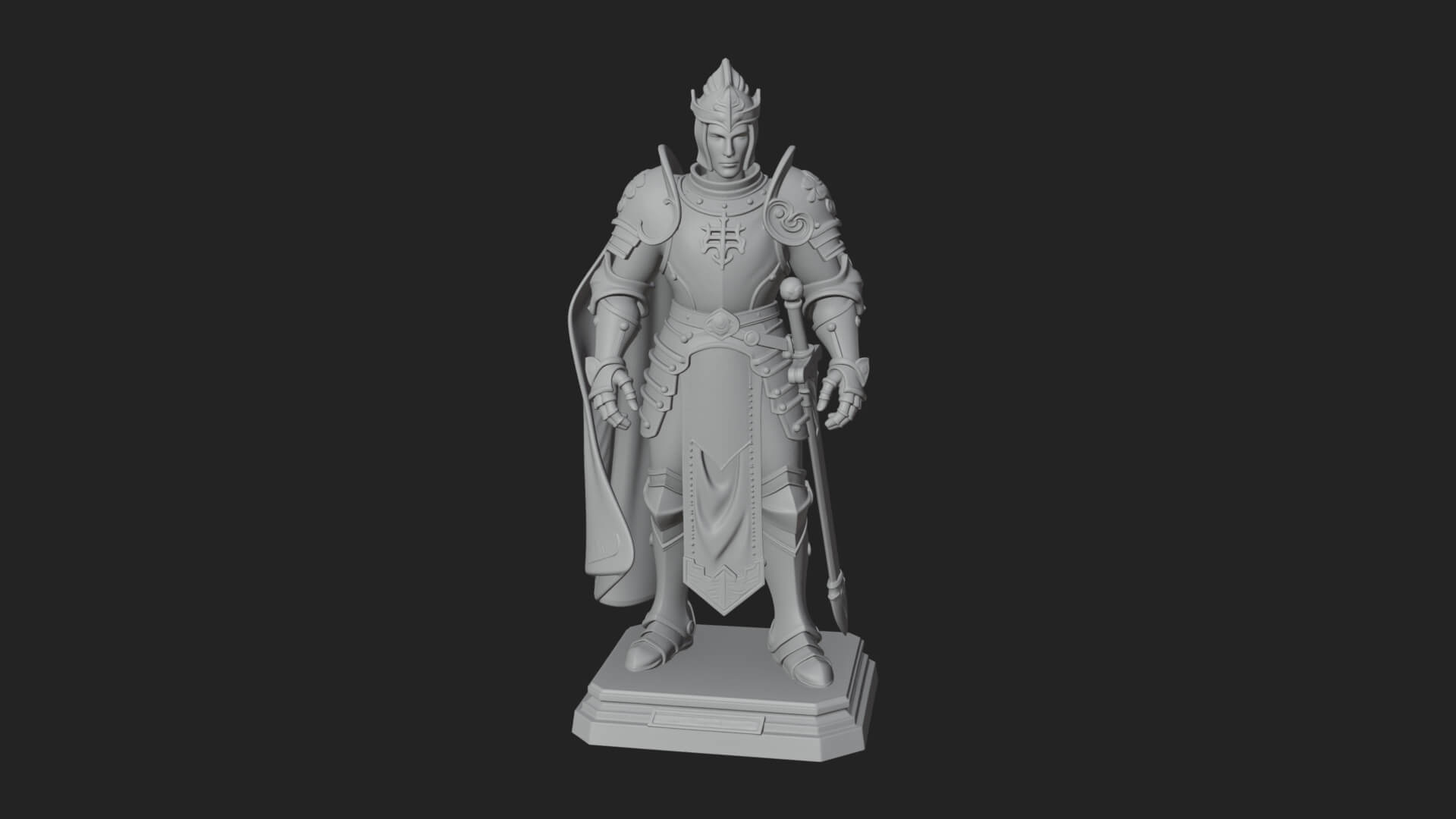 White Armor Swordswoman Statue Design 5 3D Print Model 3D Model