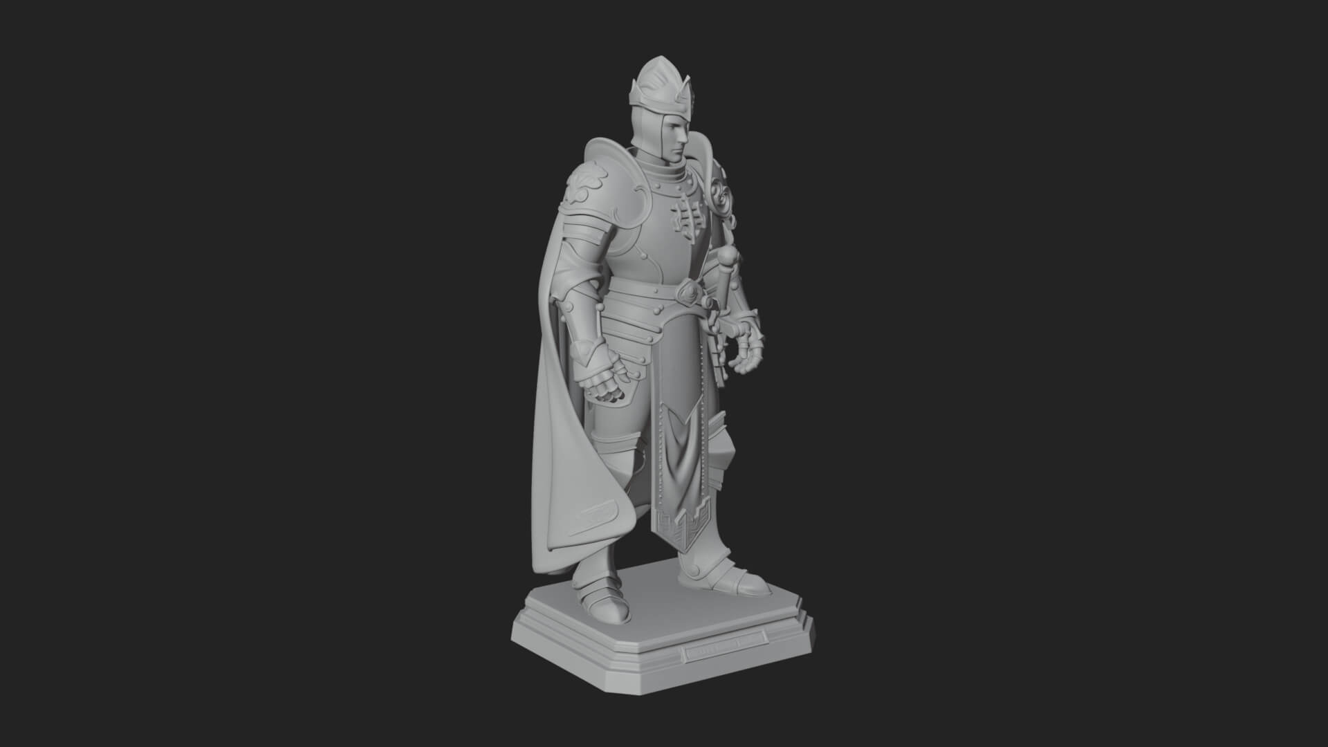 White Armor Swordswoman Statue Design 5 3D Print Model 3D Model