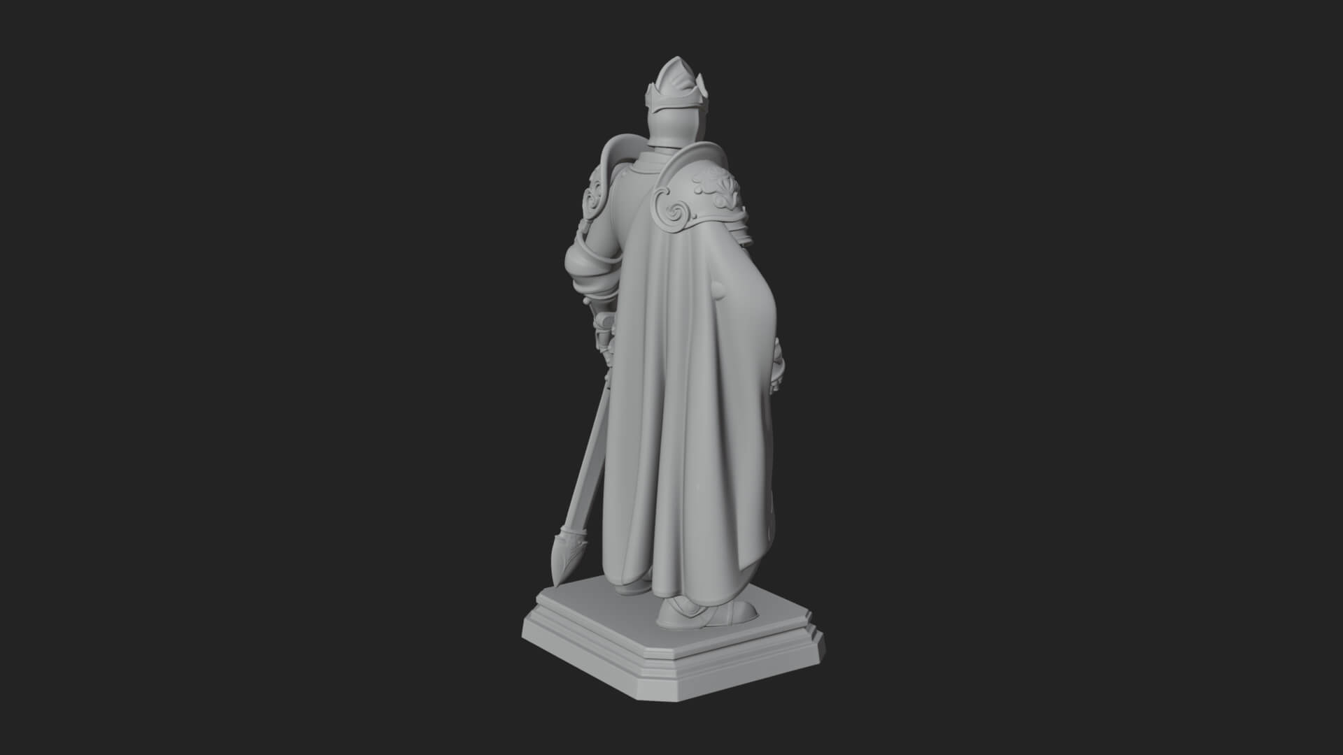 White Armor Swordswoman Statue Design 5 3D Print Model 3D Model