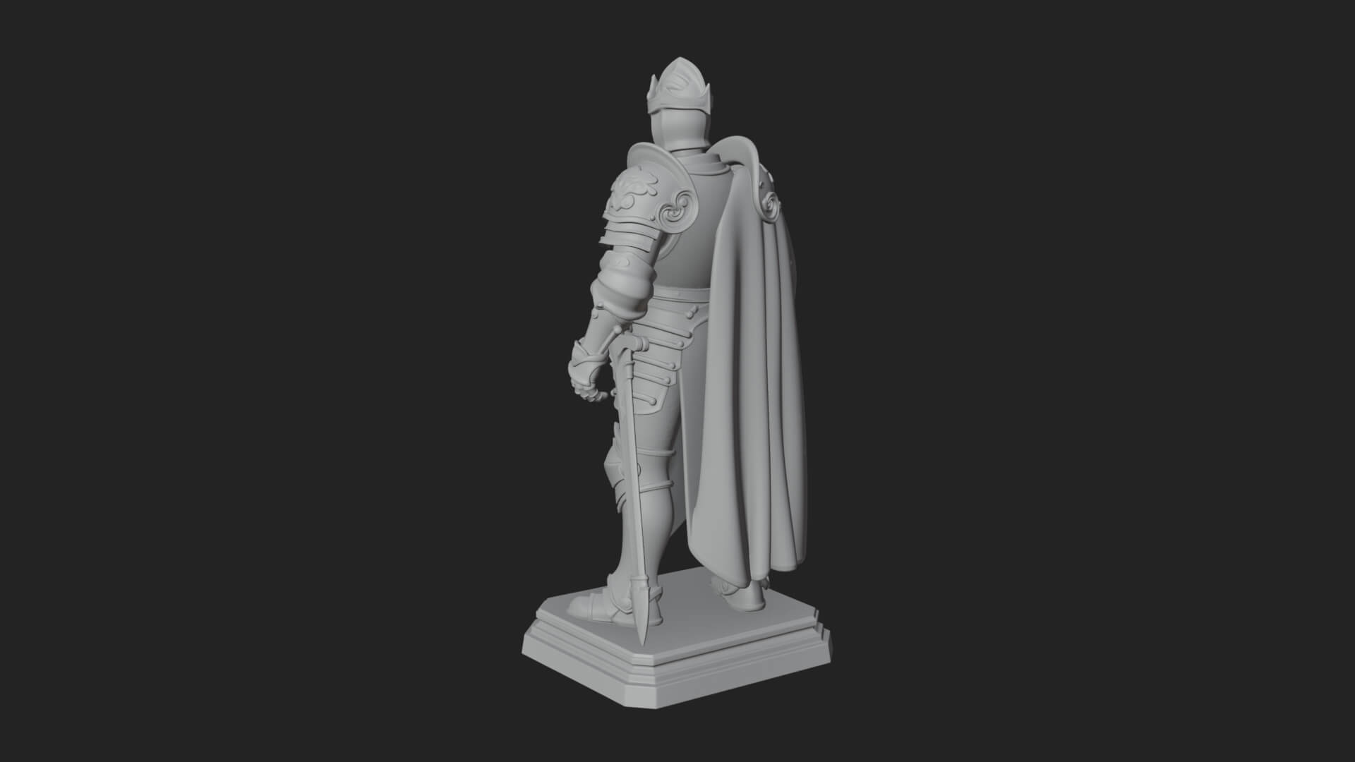 White Armor Swordswoman Statue Design 5 3D Print Model 3D Model