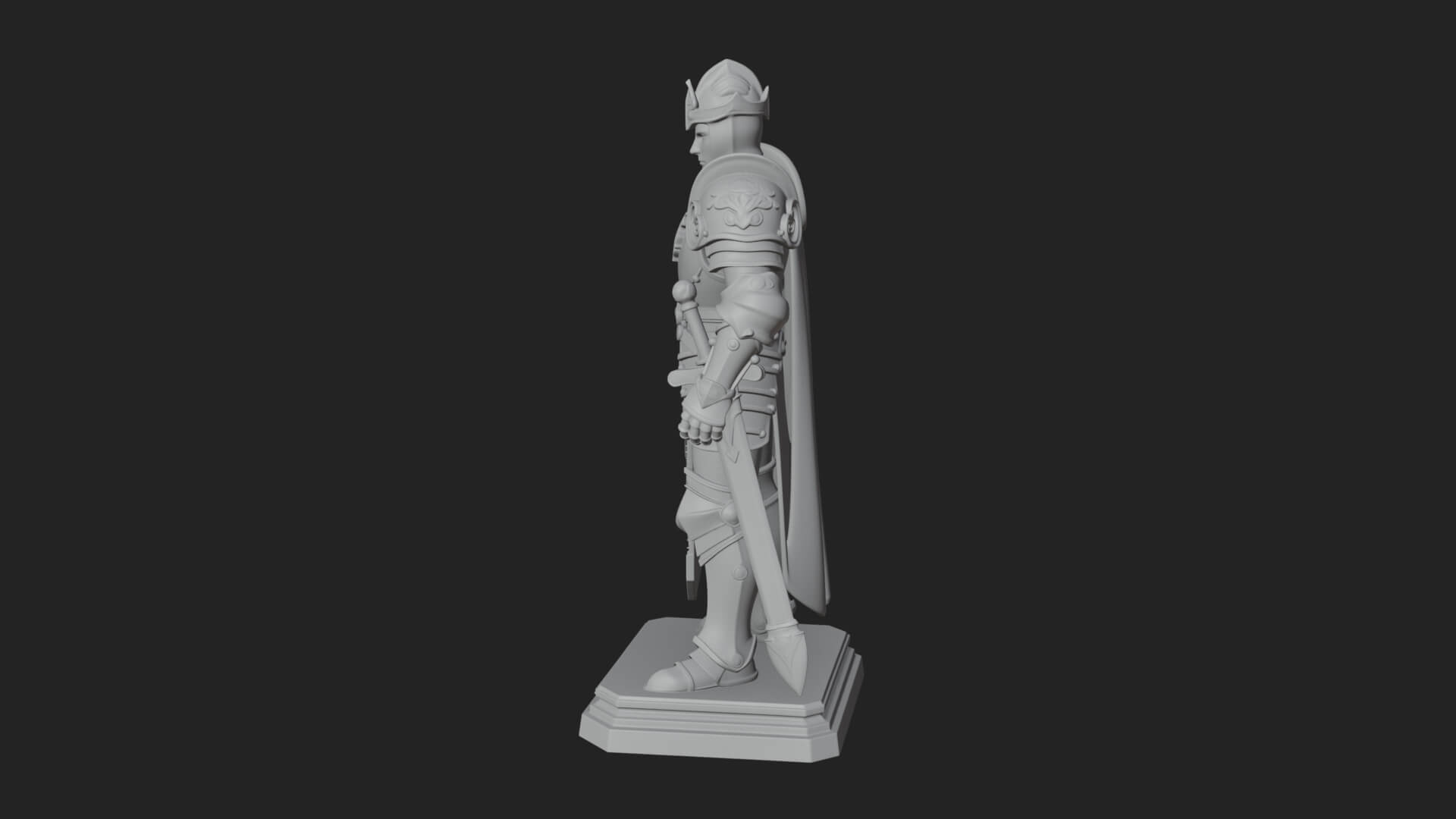 White Armor Swordswoman Statue Design 5 3D Print Model 3D Model