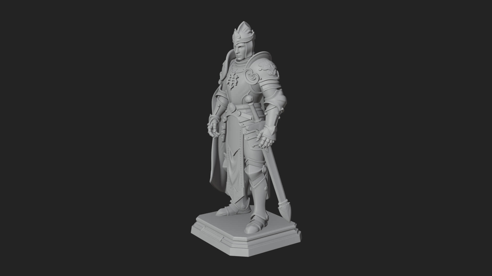 White Armor Swordswoman Statue Design 5 3D Print Model 3D Model