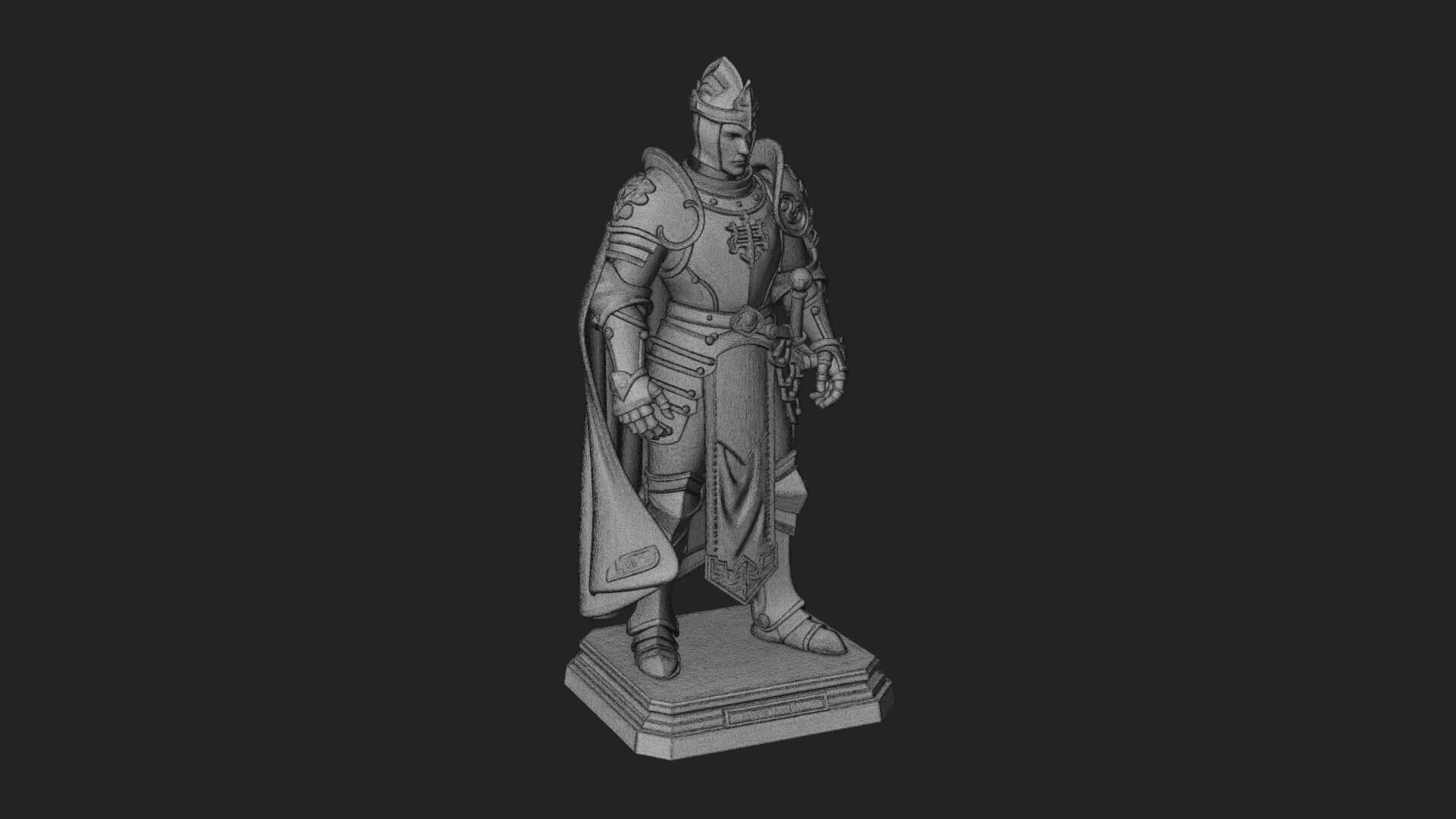White Armor Swordswoman Statue Design 5 3D Print Model 3D Model