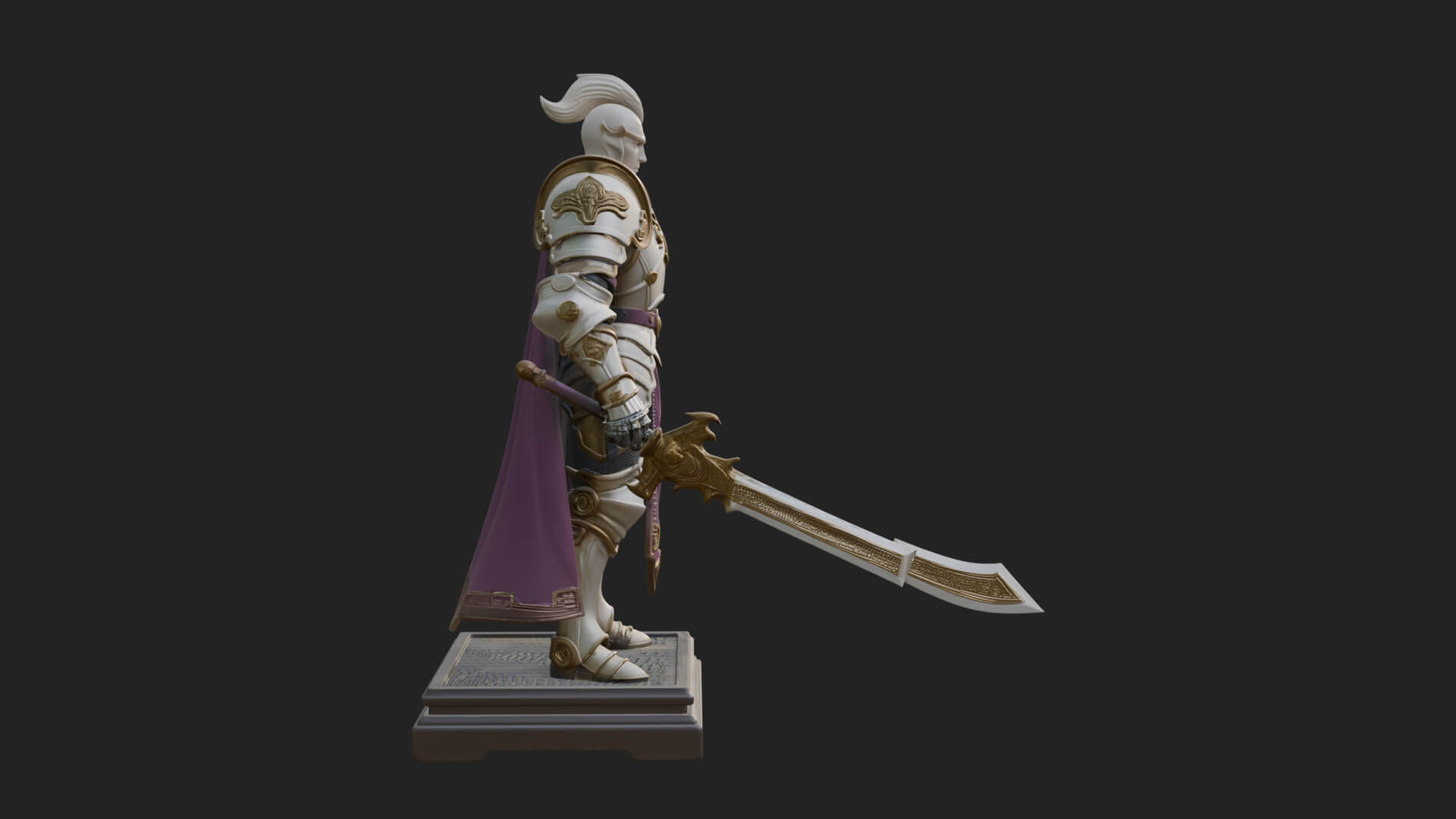 White Armor Swordswoman Statue Design 6 3D Print Model 3D Model