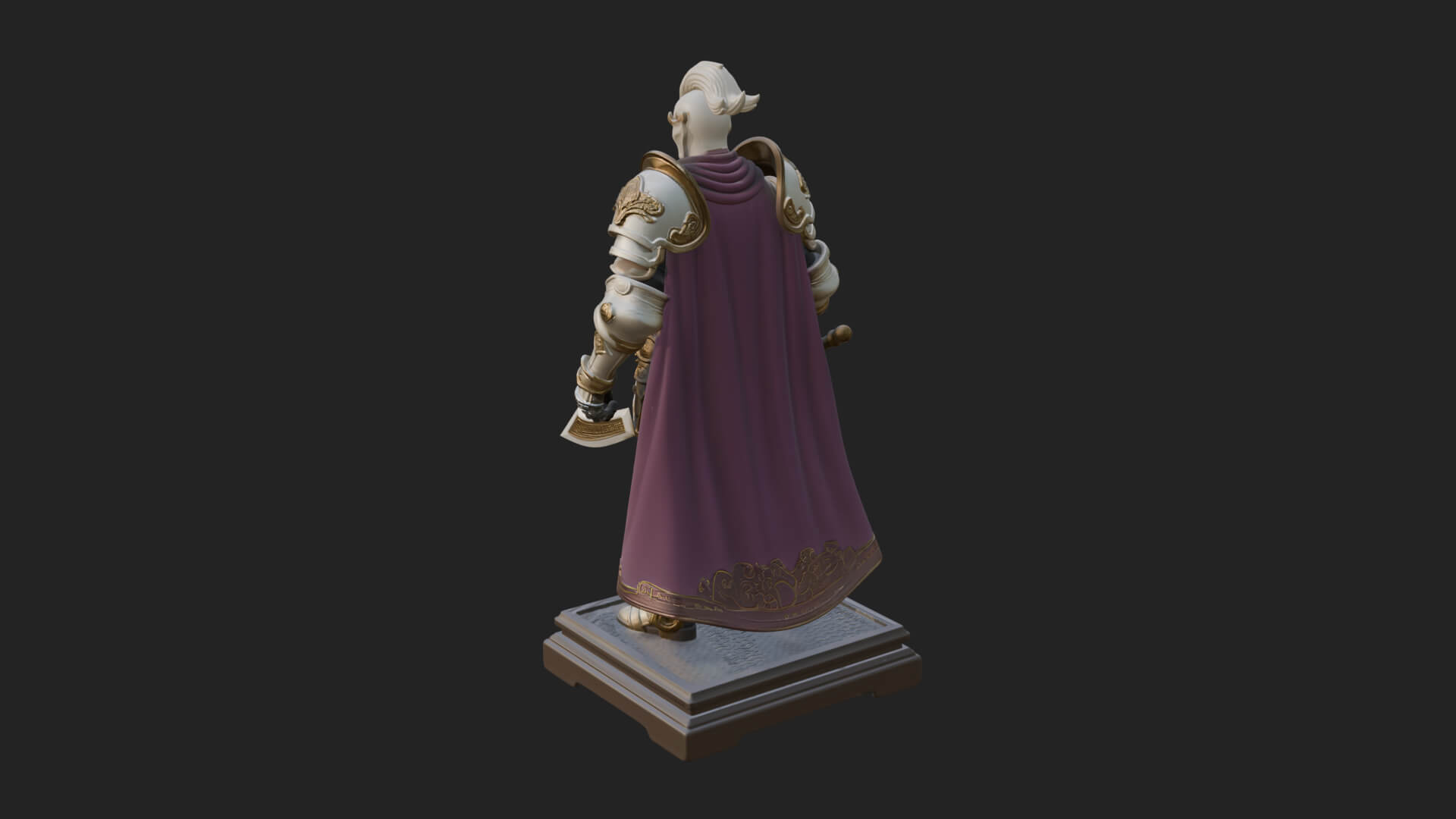White Armor Swordswoman Statue Design 6 3D Print Model 3D Model