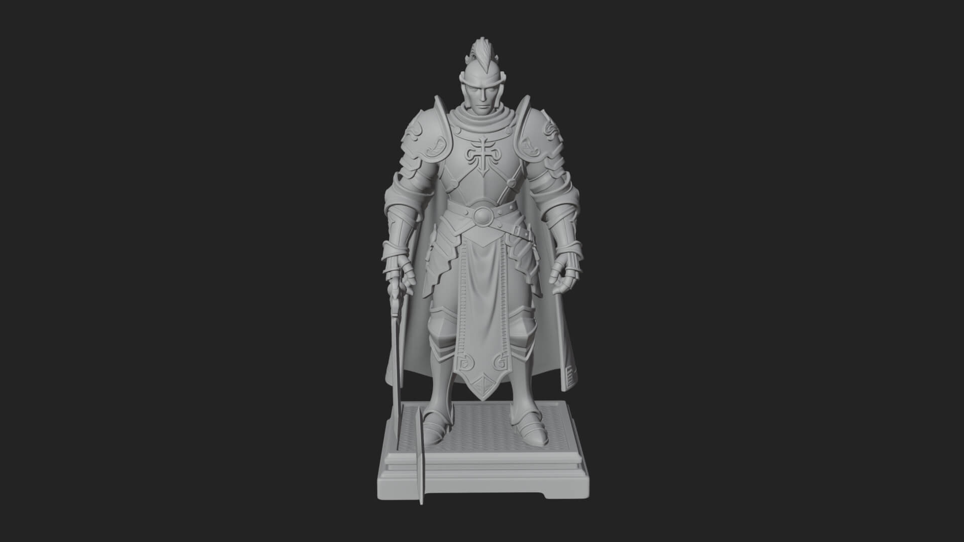 White Armor Swordswoman Statue Design 6 3D Print Model 3D Model
