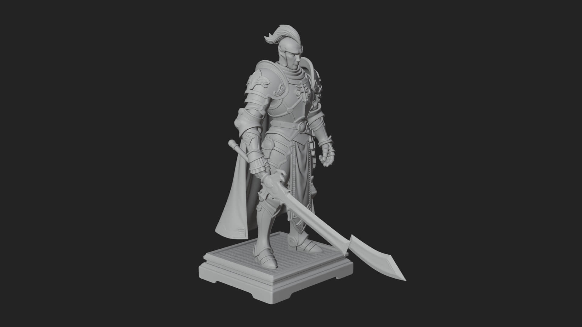 White Armor Swordswoman Statue Design 6 3D Print Model 3D Model