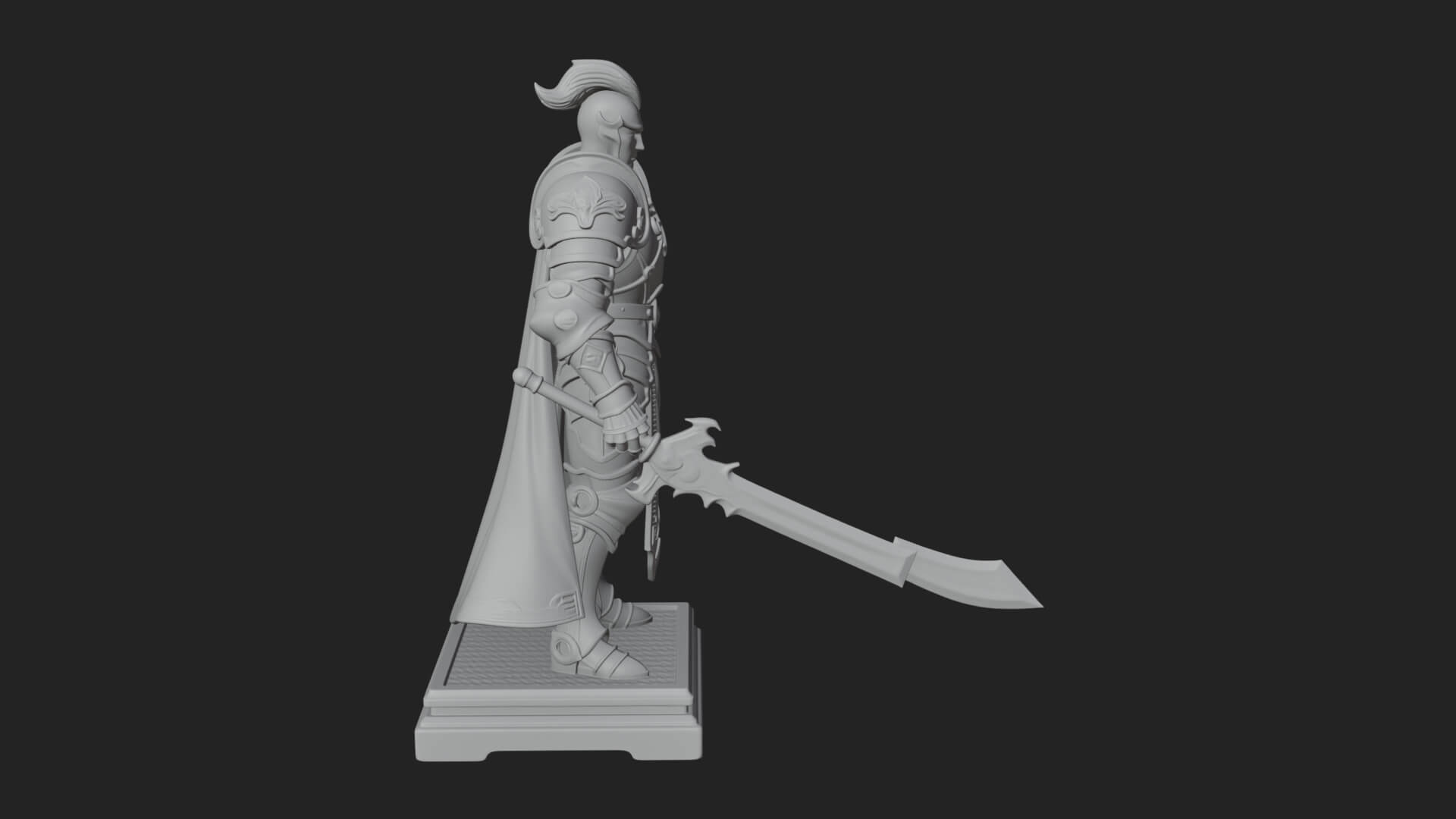 White Armor Swordswoman Statue Design 6 3D Print Model 3D Model
