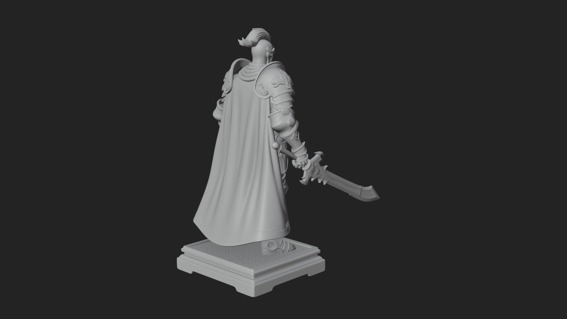 White Armor Swordswoman Statue Design 6 3D Print Model 3D Model