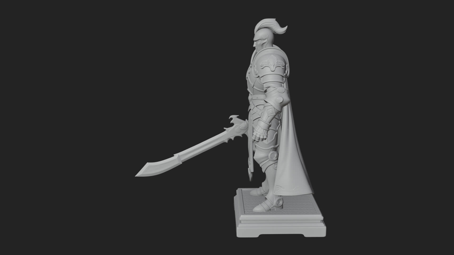 White Armor Swordswoman Statue Design 6 3D Print Model 3D Model