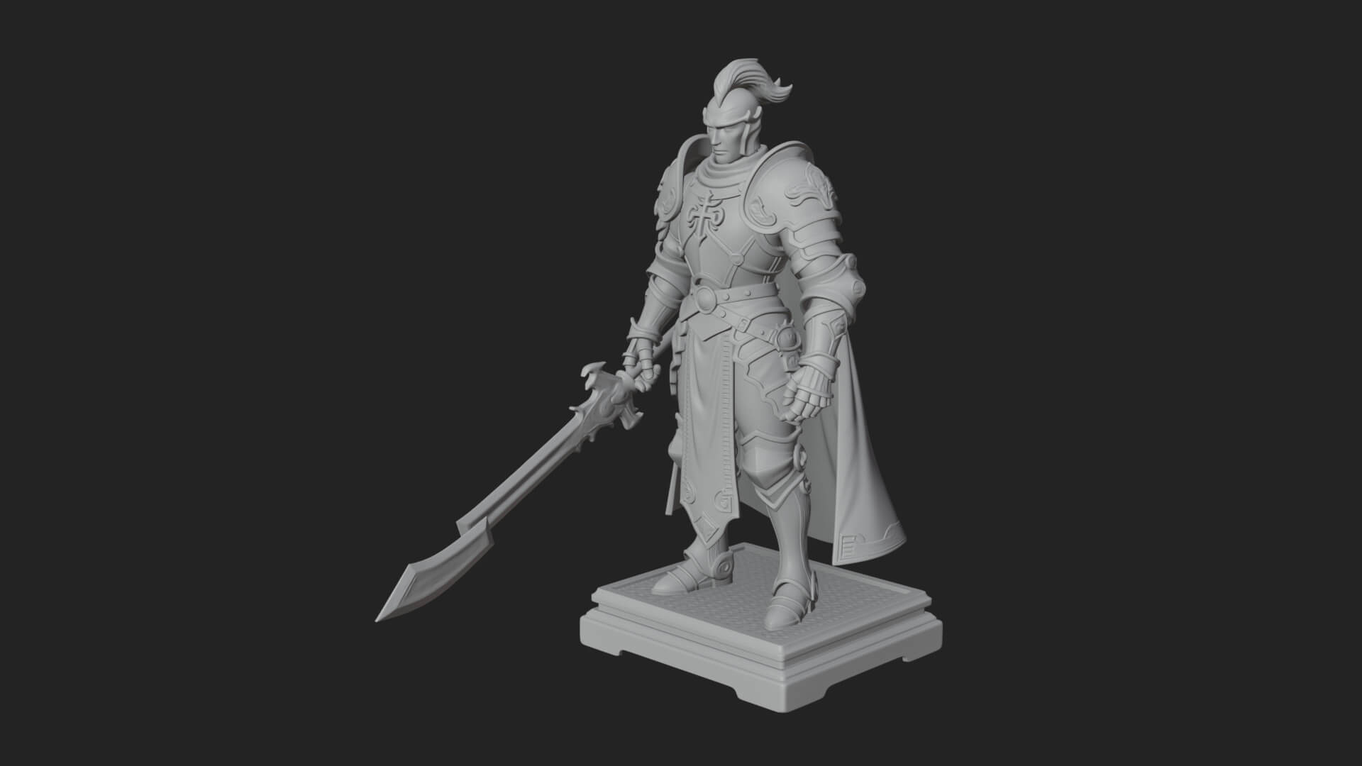 White Armor Swordswoman Statue Design 6 3D Print Model 3D Model