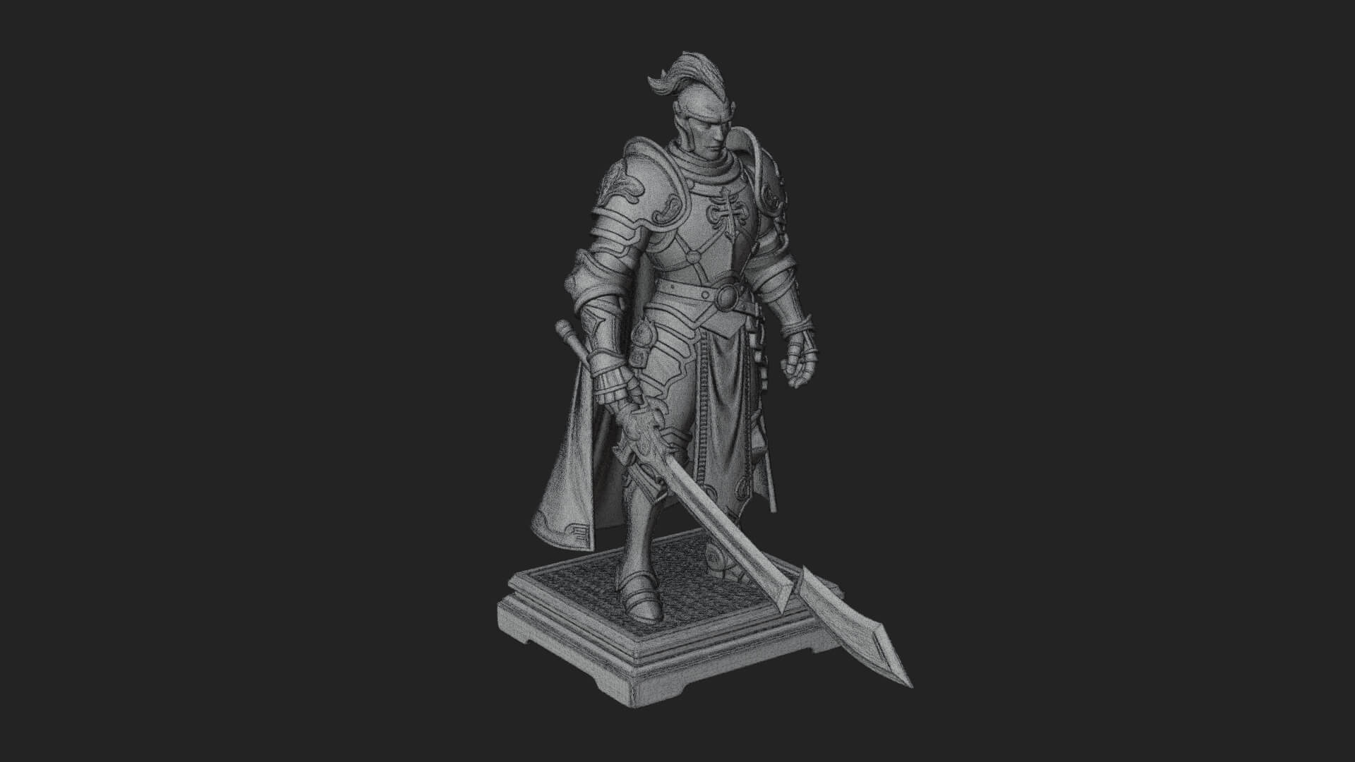 White Armor Swordswoman Statue Design 6 3D Print Model 3D Model