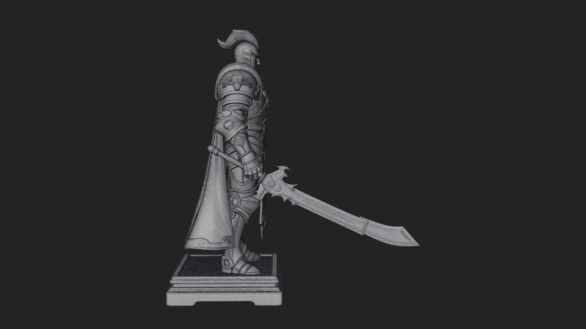 White Armor Swordswoman Statue Design 6 3D Print Model 3D Model