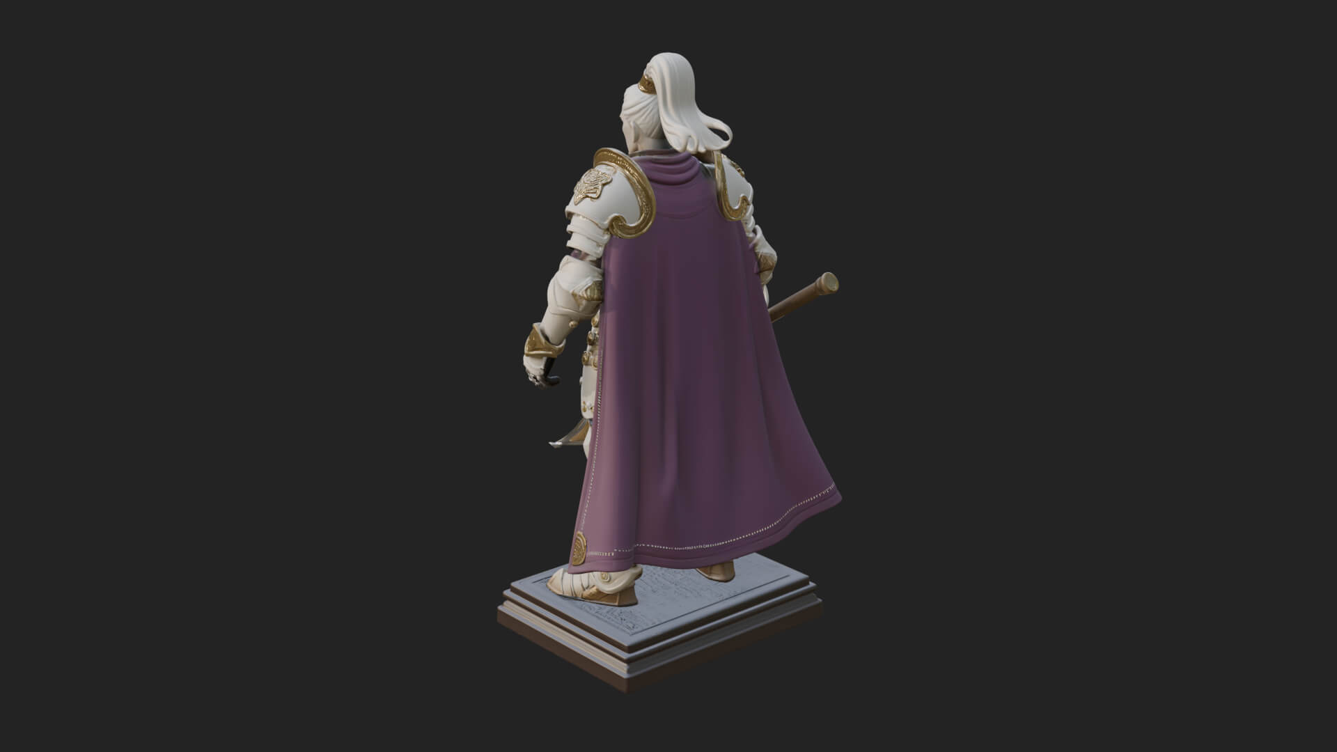 White Armor Swordswoman Statue Design 7 3D Print Model 3D Model
