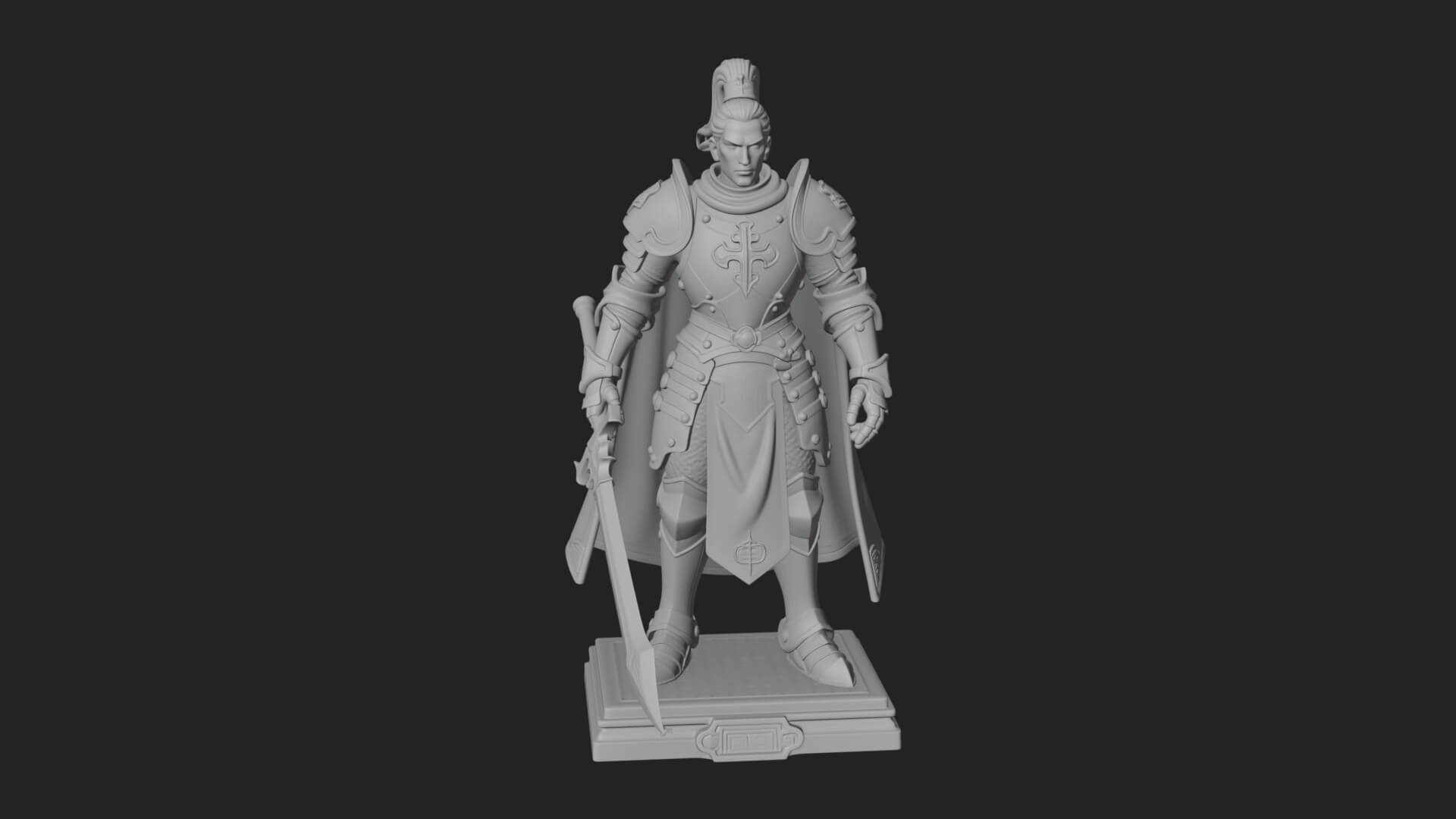White Armor Swordswoman Statue Design 7 3D Print Model 3D Model