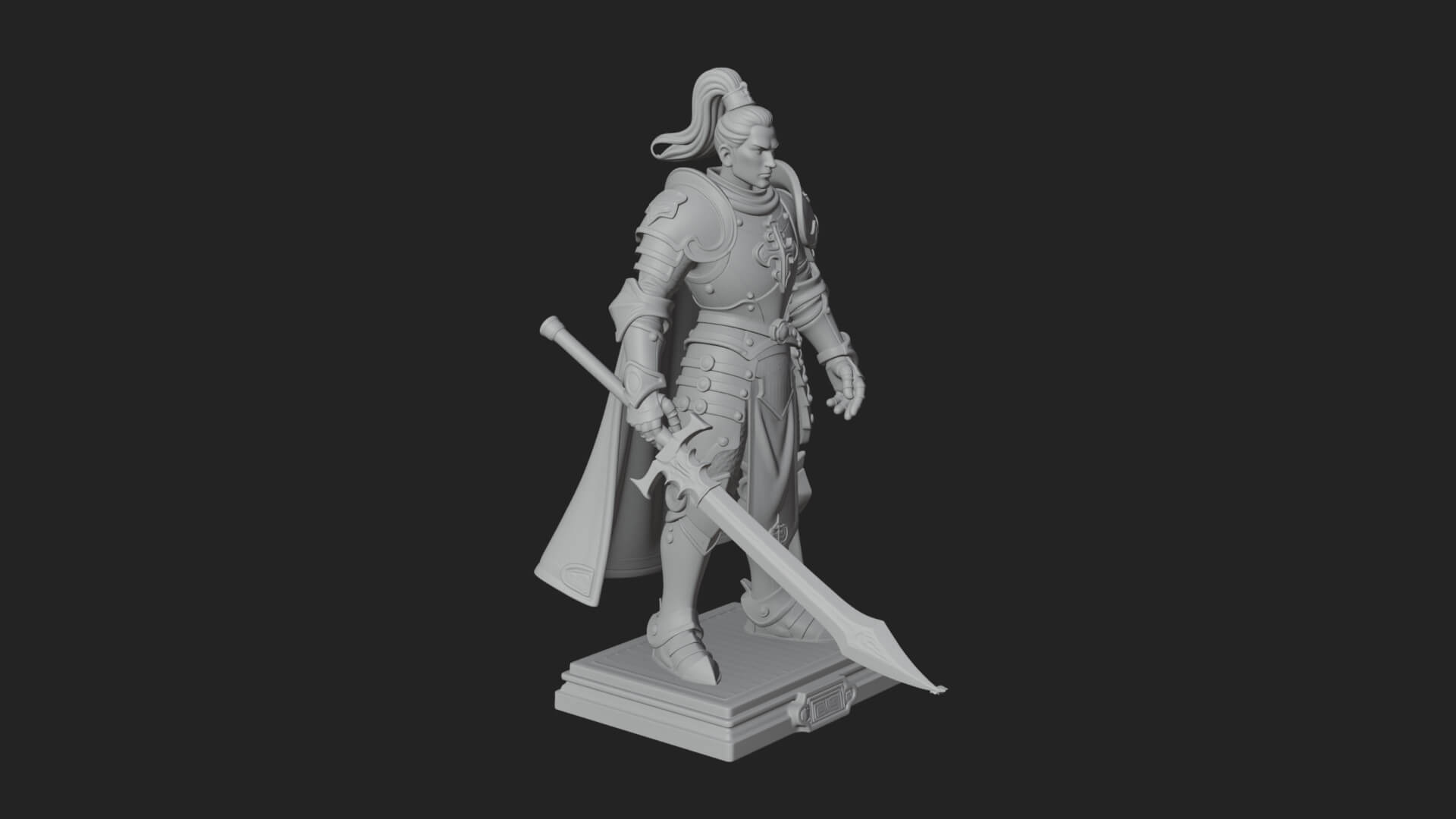White Armor Swordswoman Statue Design 7 3D Print Model 3D Model