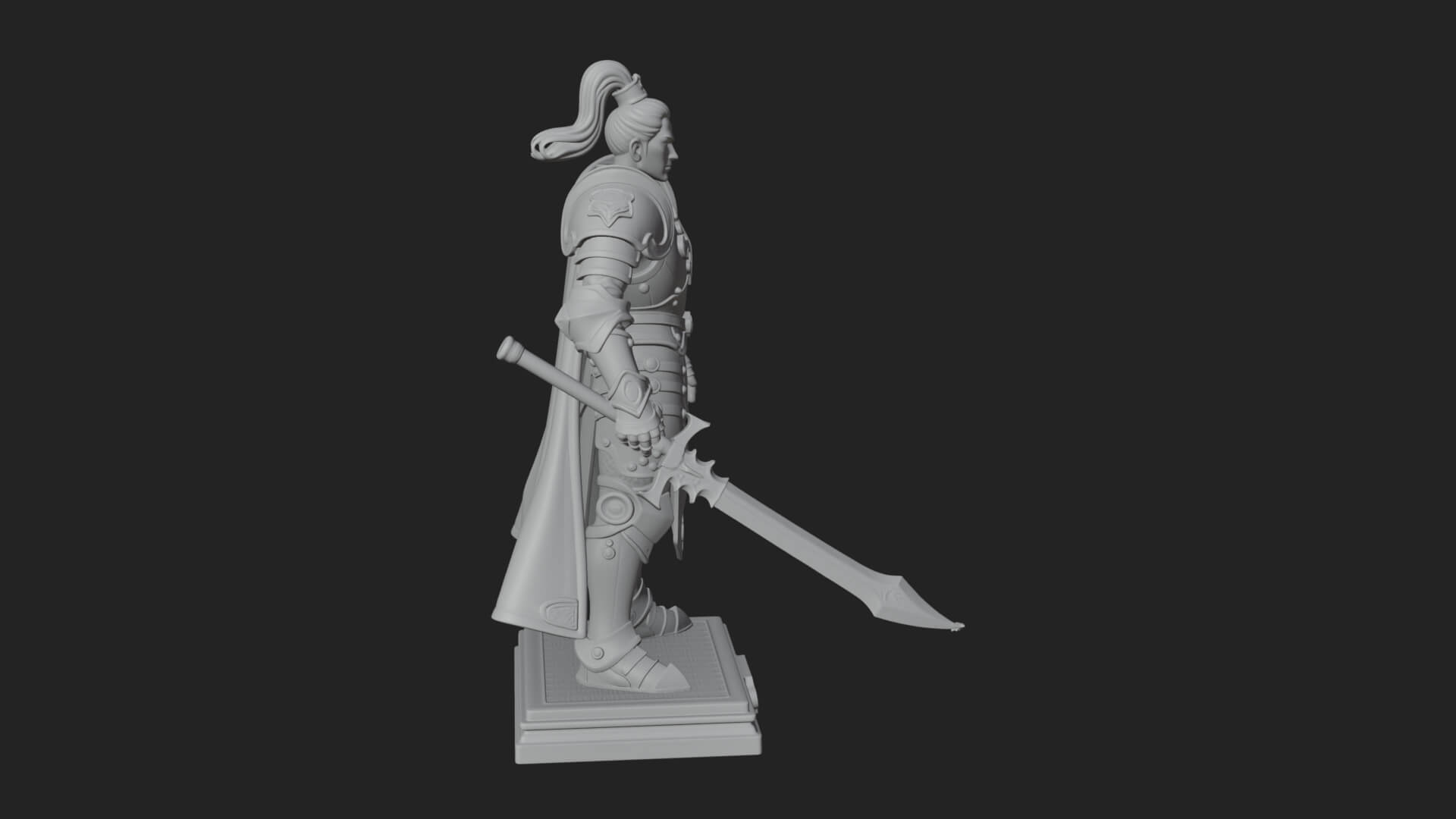 White Armor Swordswoman Statue Design 7 3D Print Model 3D Model