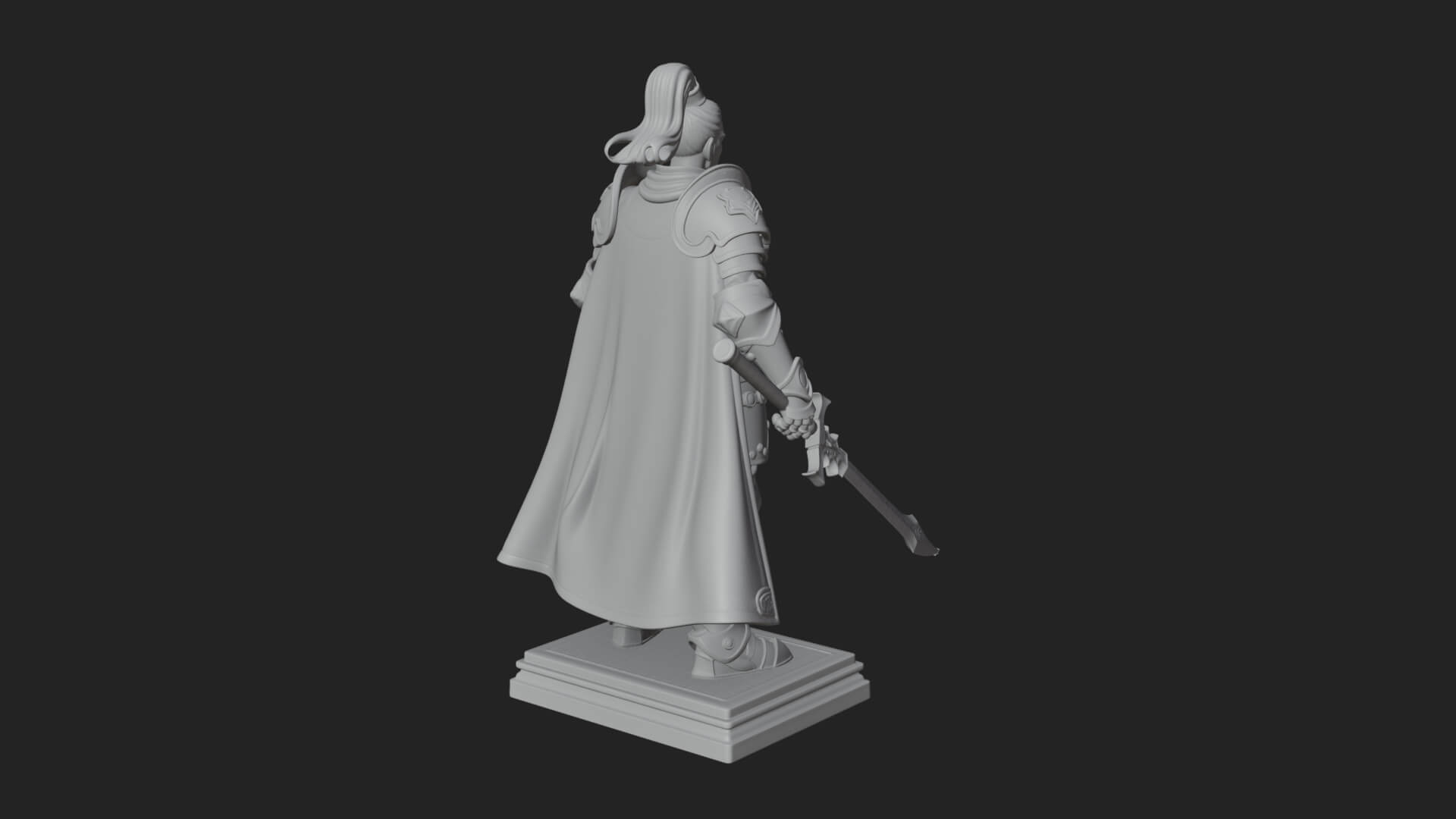 White Armor Swordswoman Statue Design 7 3D Print Model 3D Model