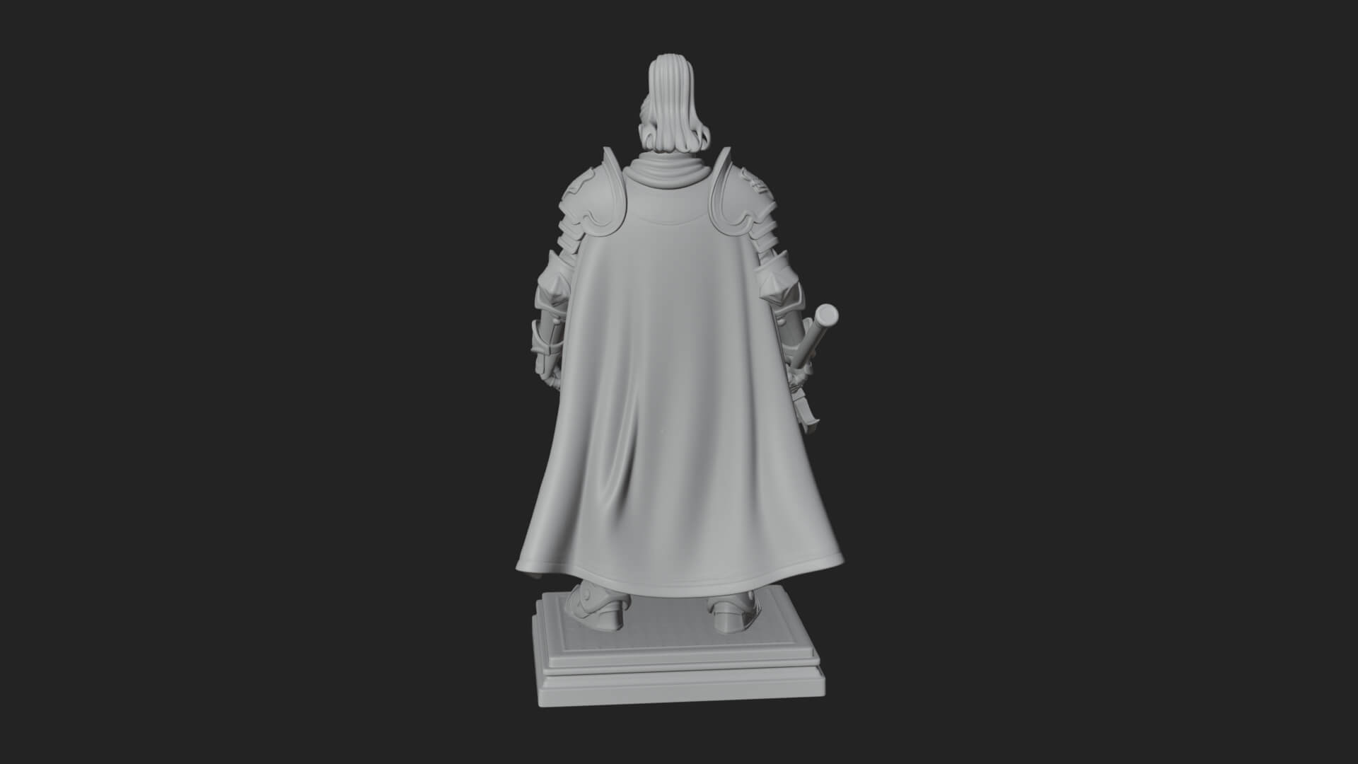White Armor Swordswoman Statue Design 7 3D Print Model 3D Model