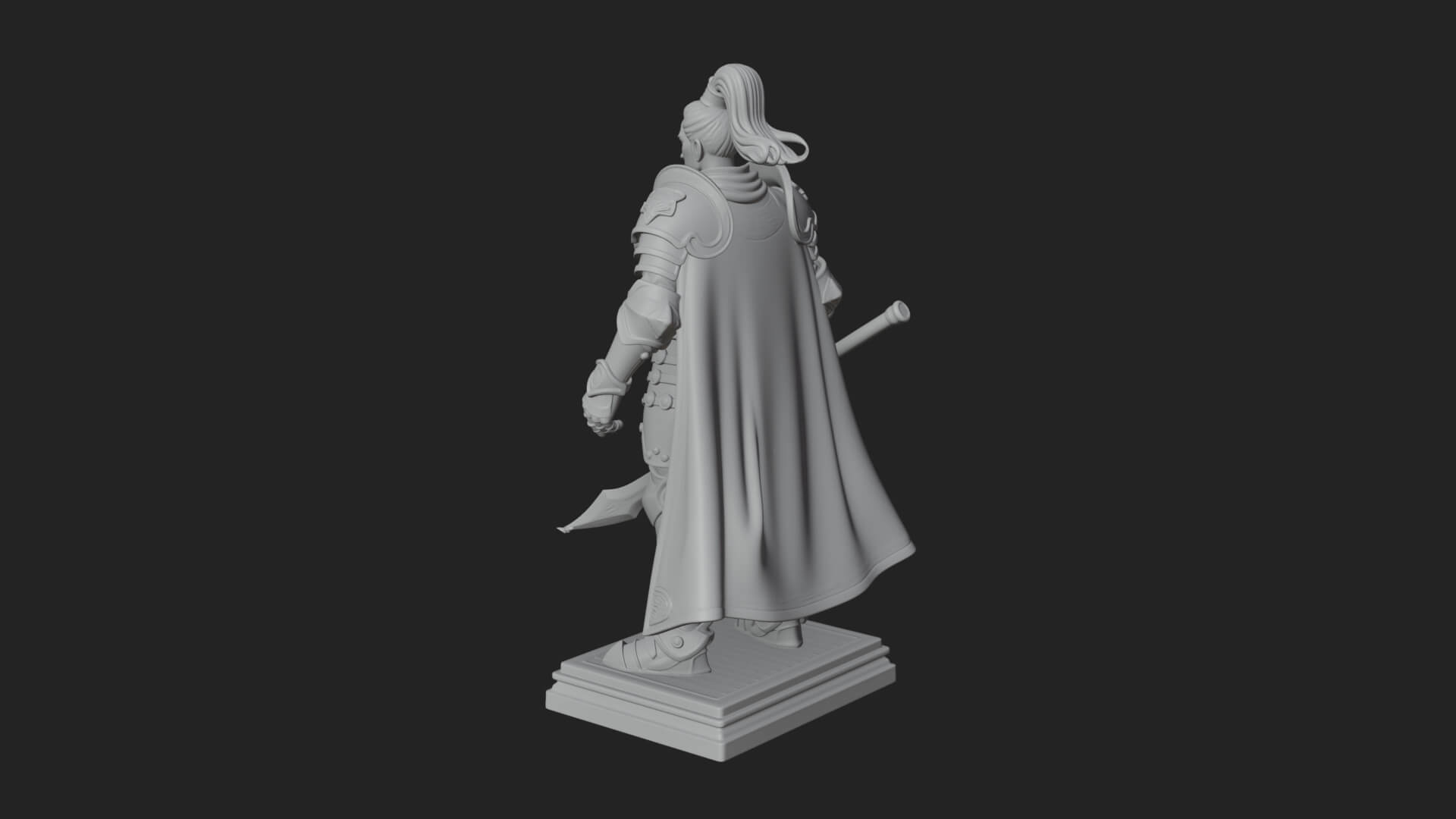White Armor Swordswoman Statue Design 7 3D Print Model 3D Model